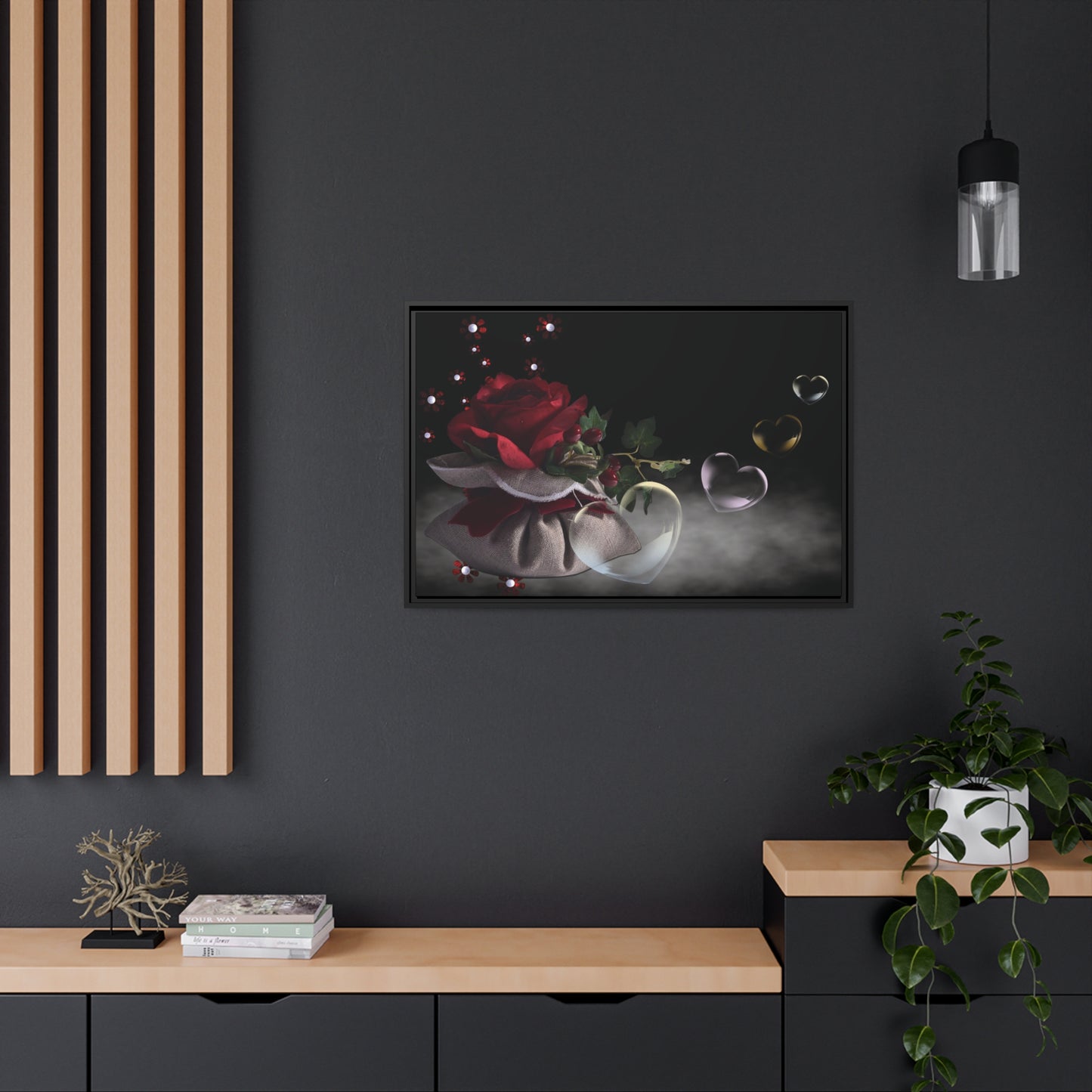 Rose Matte Canvas, Black Frame