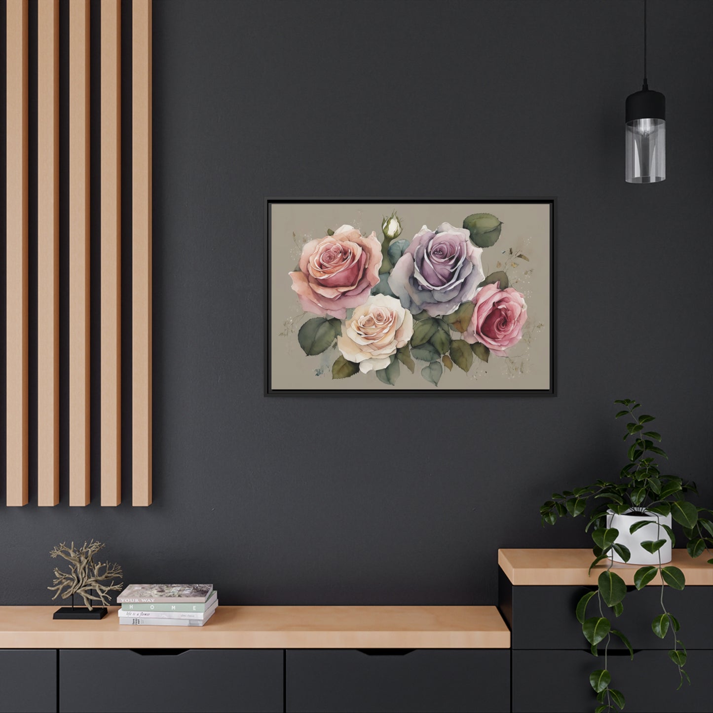 Roses Matte Canvas, Black Frame