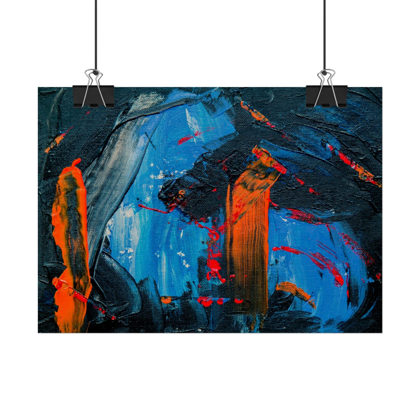 Red and blue splash Rolled Posters