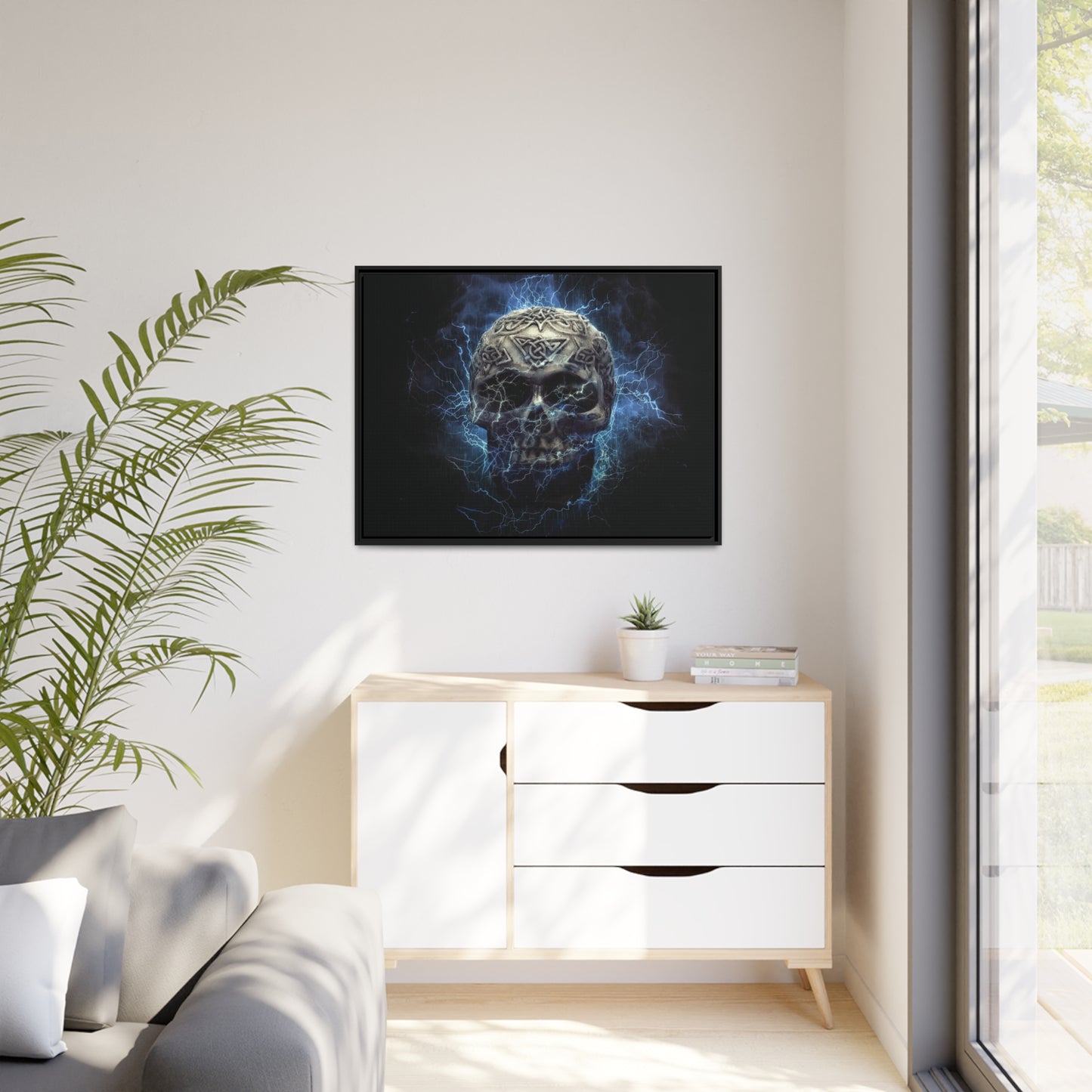 Skull Matte Canvas, Black Frame