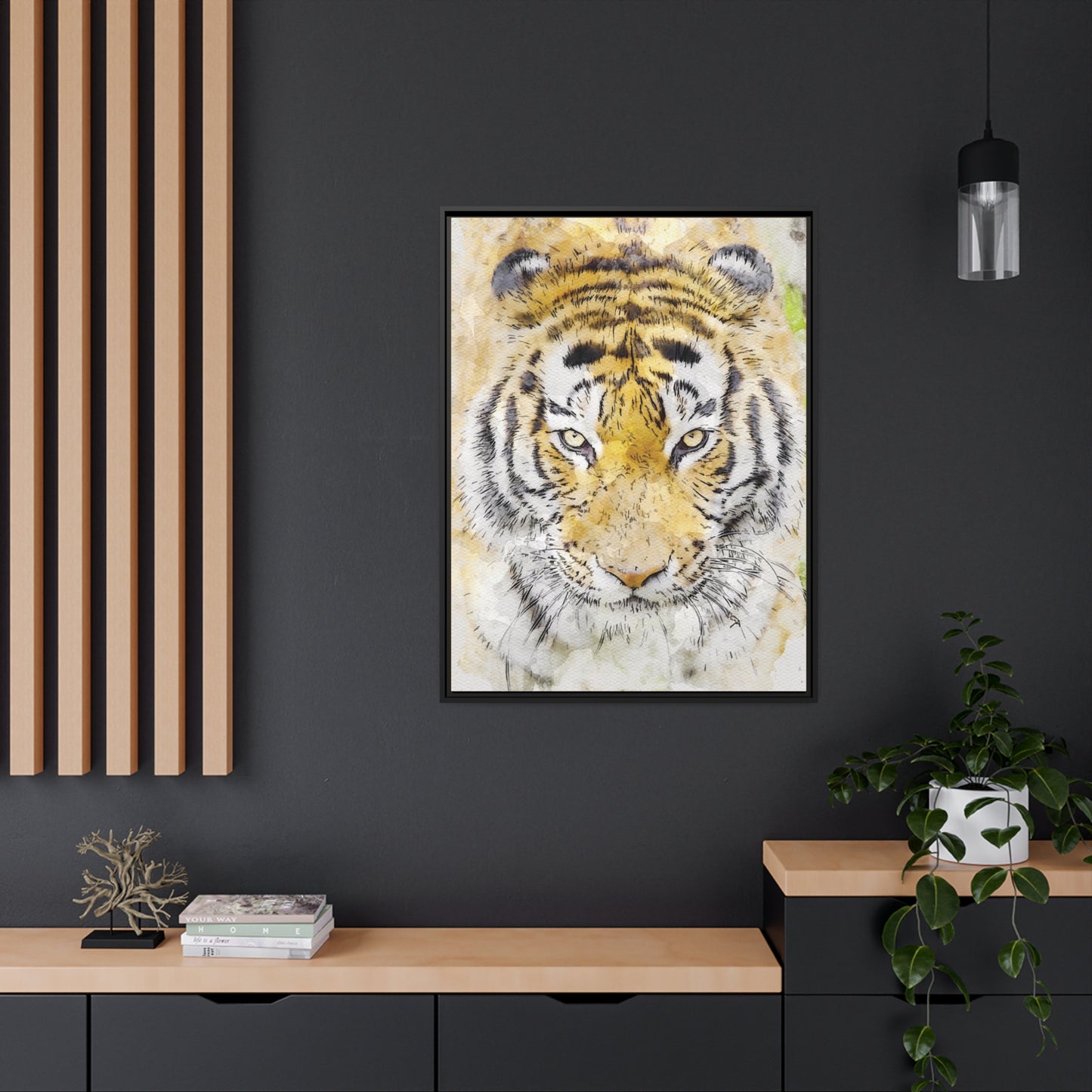 Tiger Matte Canvas, Black Frame