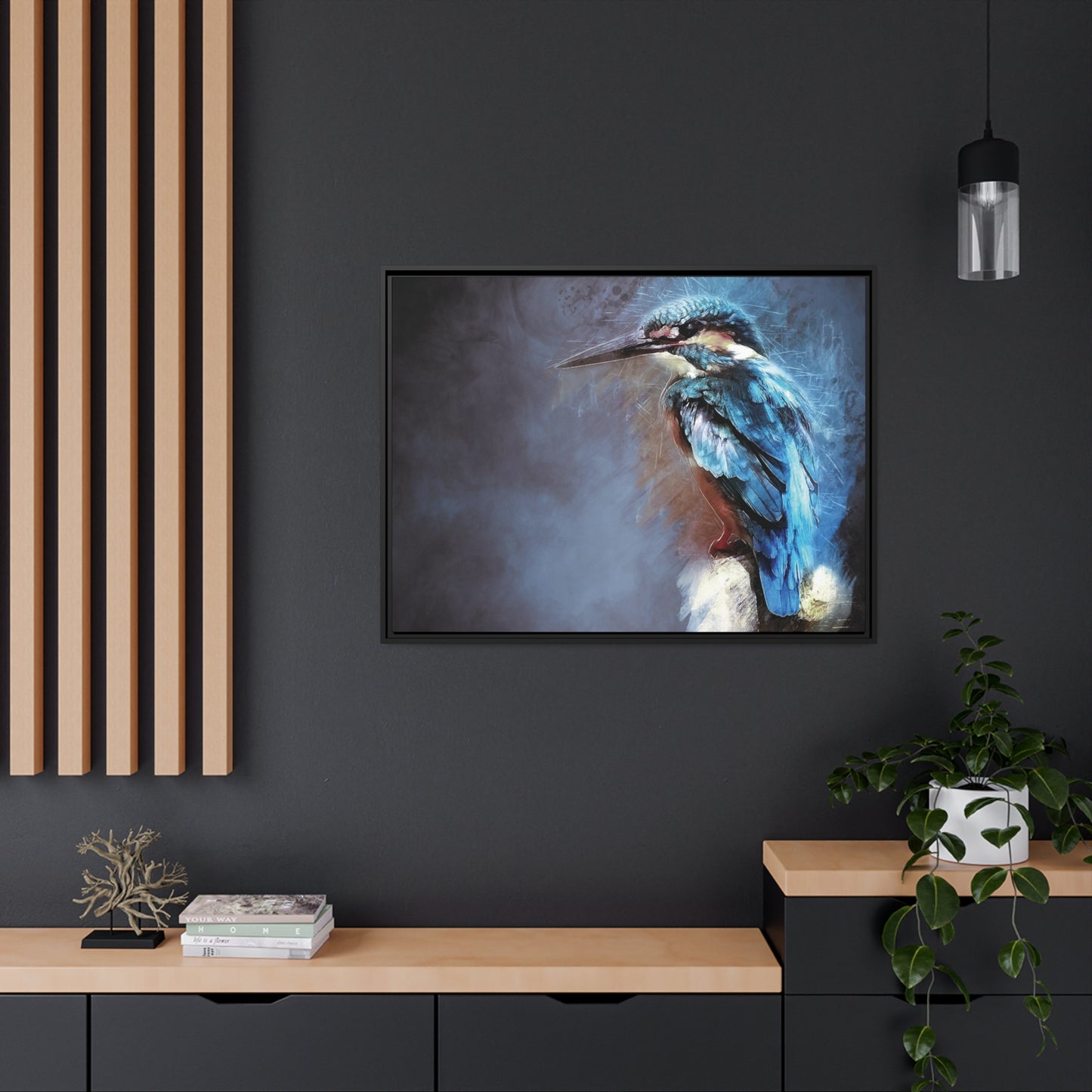 Kingfisher Matte Canvas, Black Frame