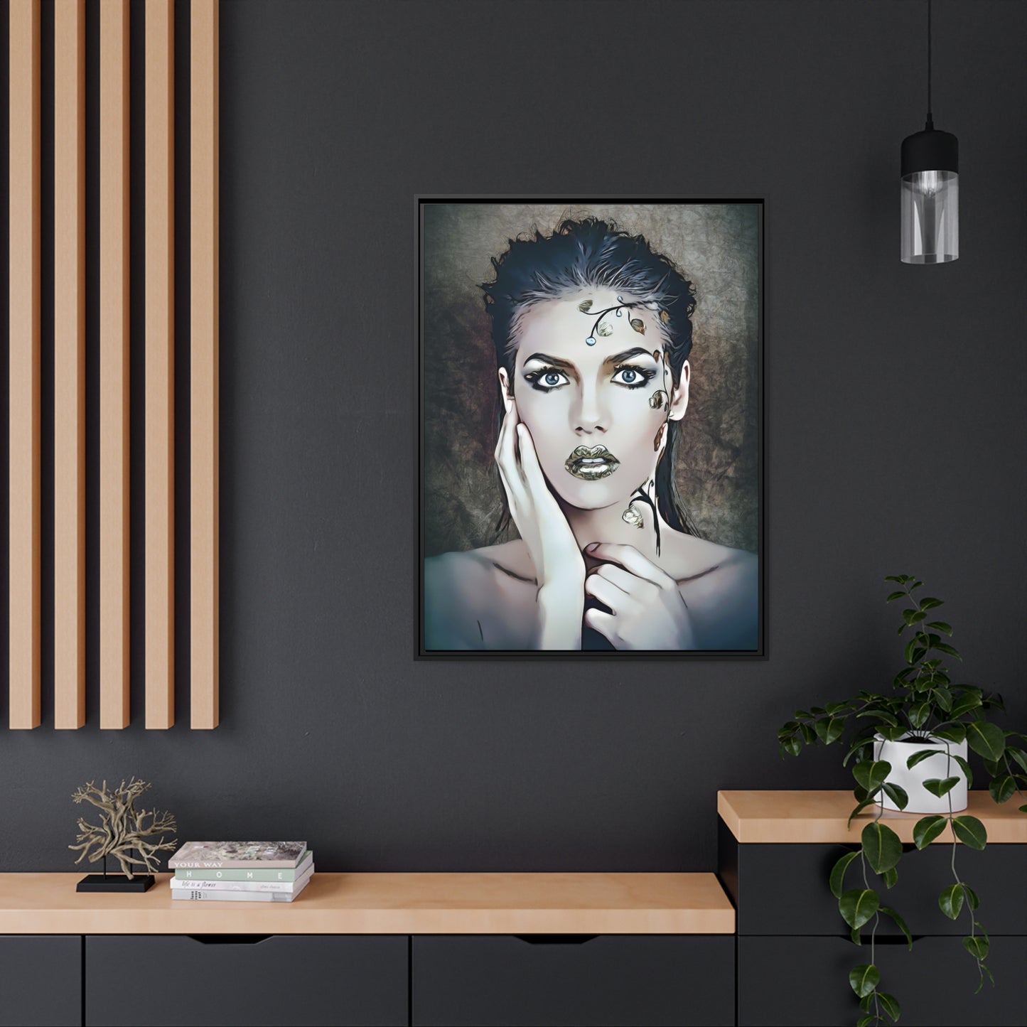 Woman Portrait Matte Canvas, Black Frame