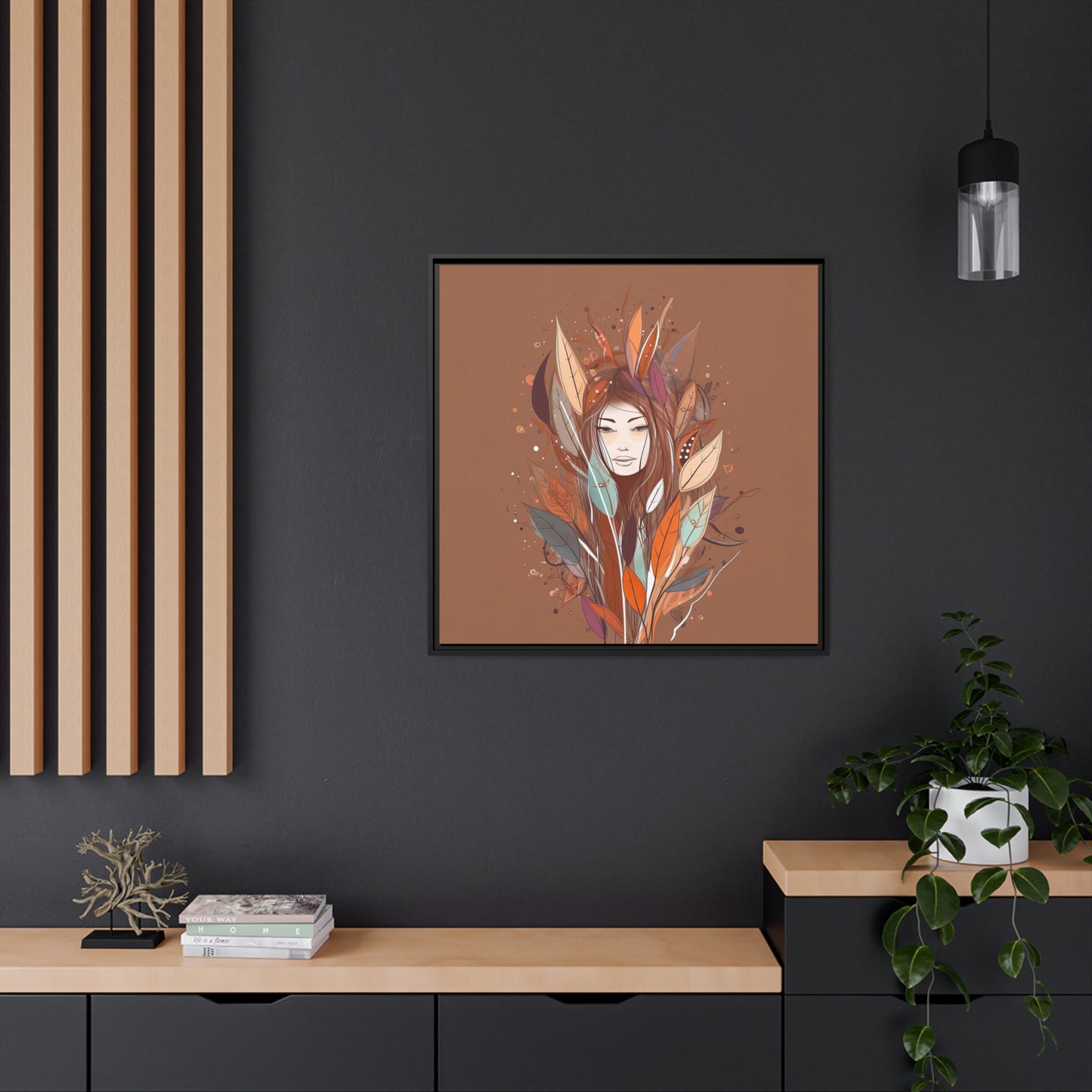 Women Flowers Matte Canvas, Black Frame