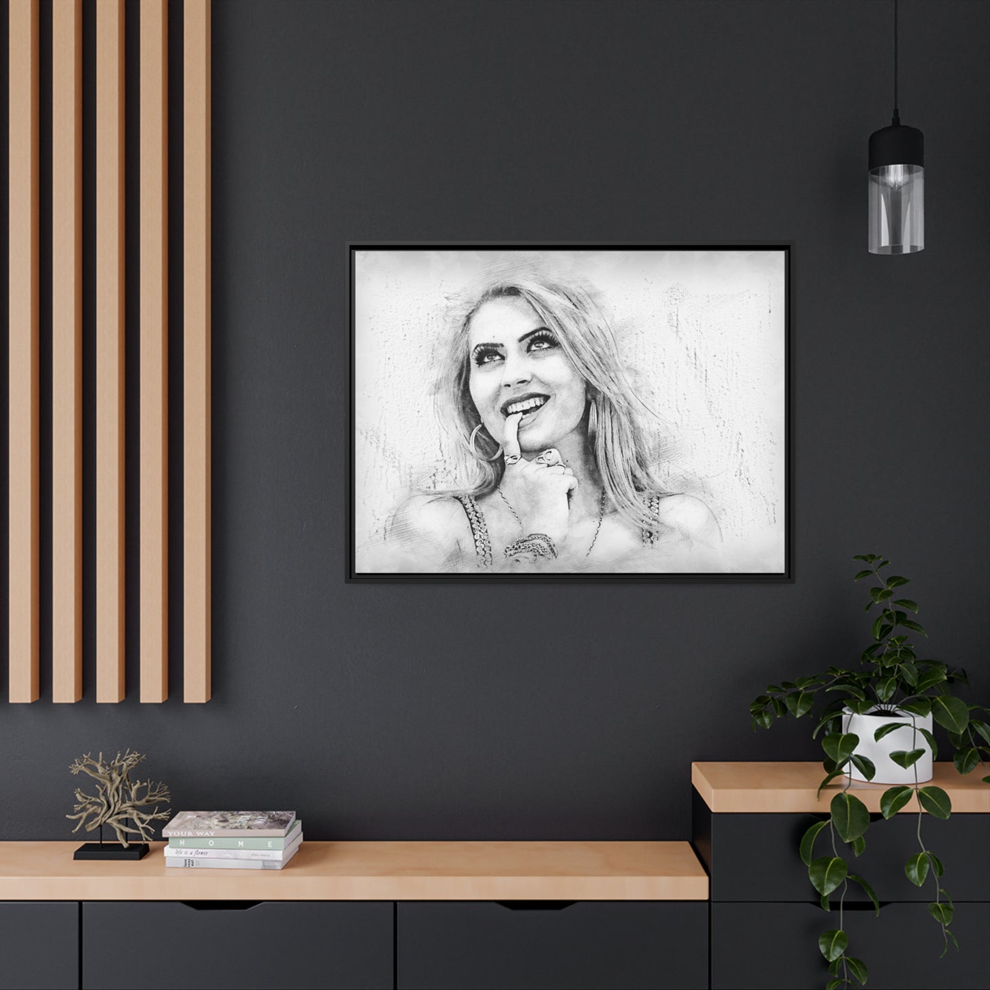 Woman Matte Canvas, Black Frame