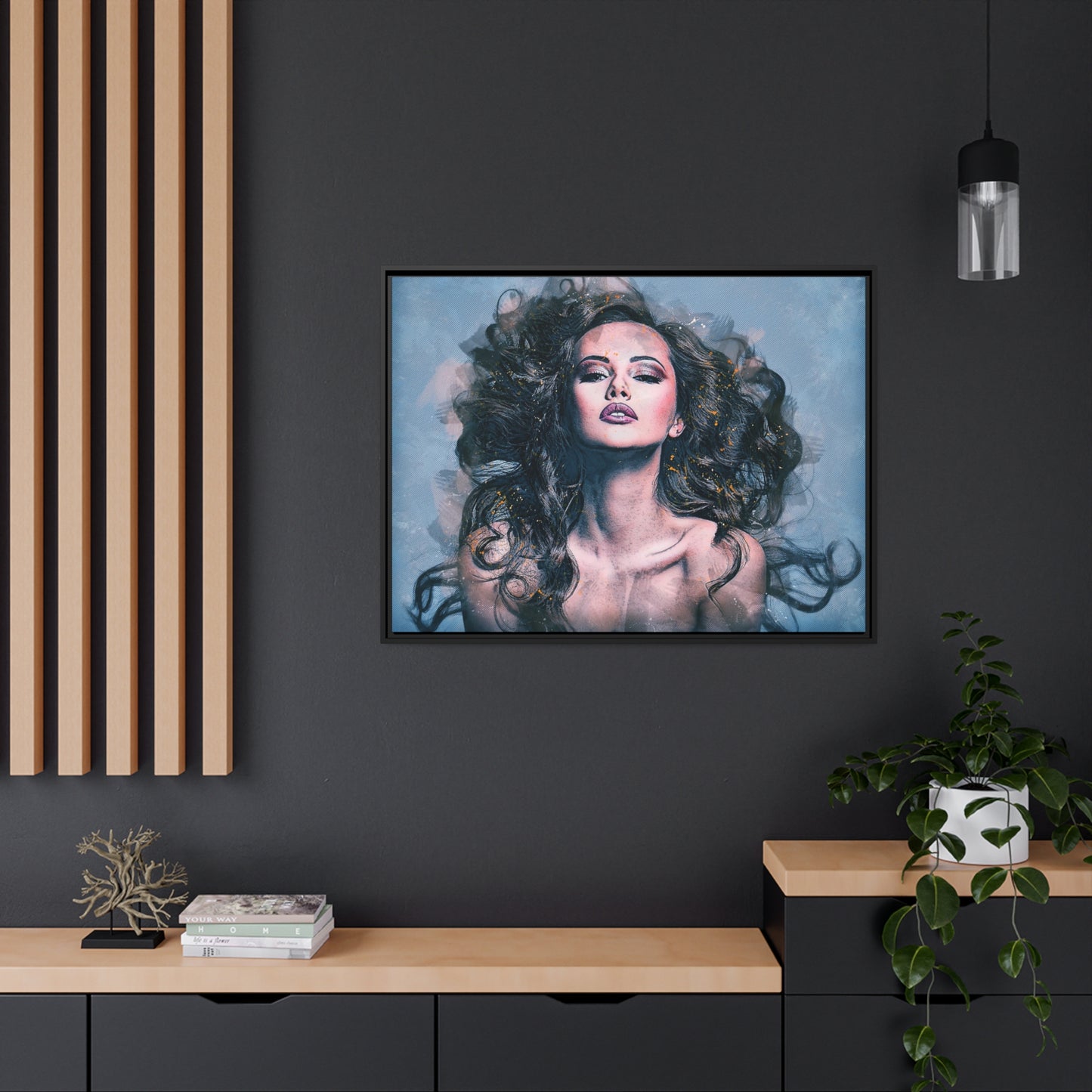 Woman Matte Canvas, Black Frame