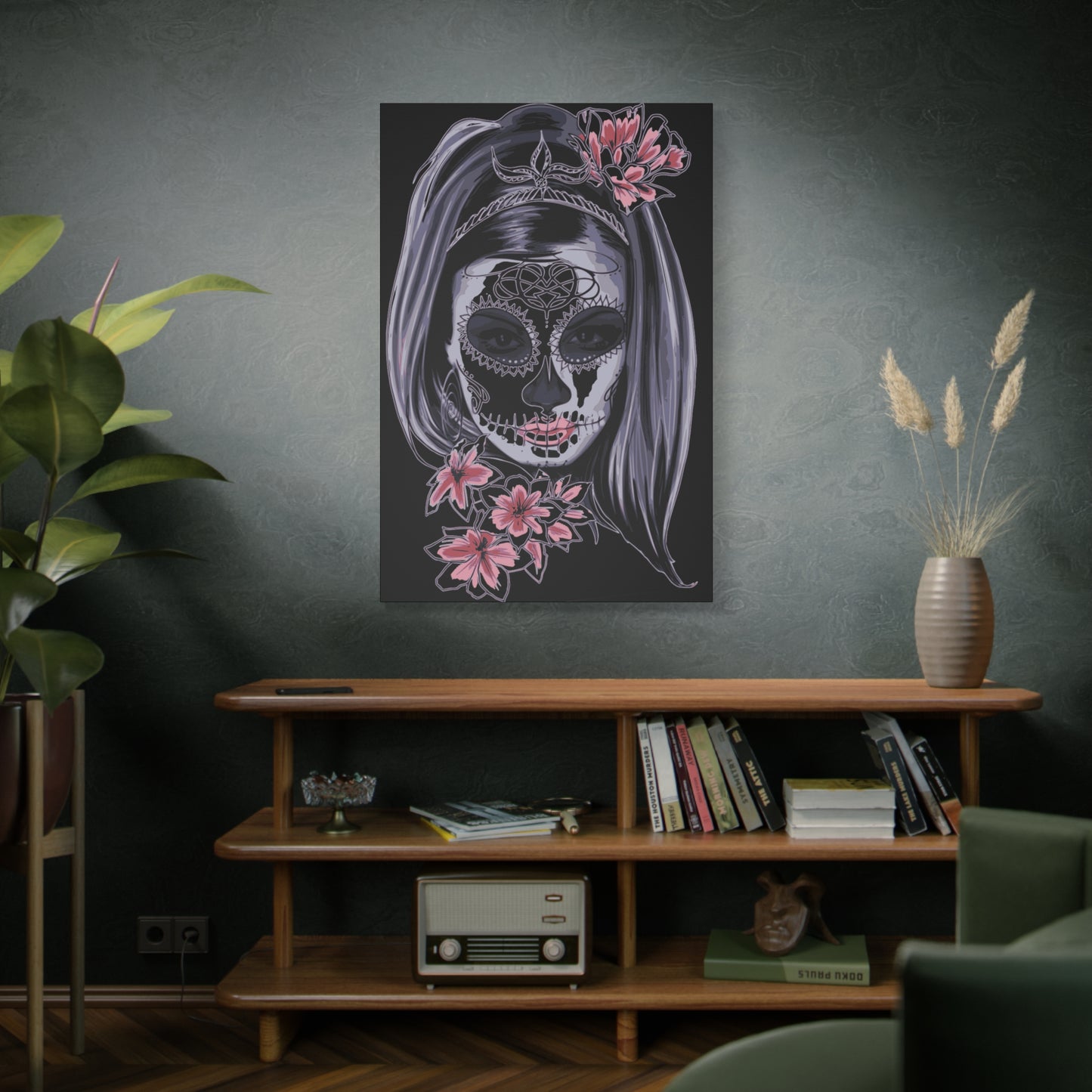 Lady Dead Mask Black Matte Canvas, Stretched, 1.25"
