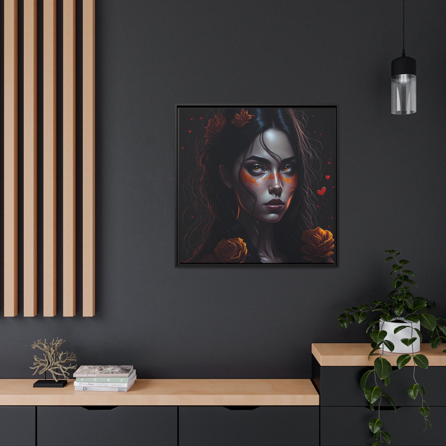 Woman AI Gen Matte Canvas, Black Frame