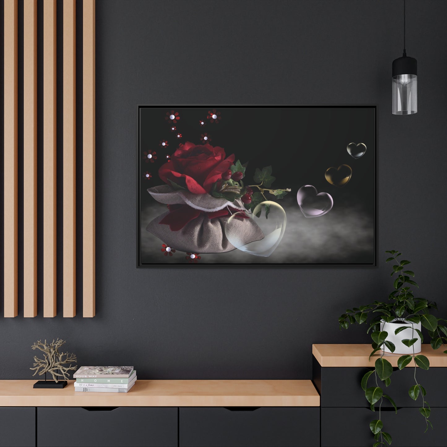 Rose Matte Canvas, Black Frame