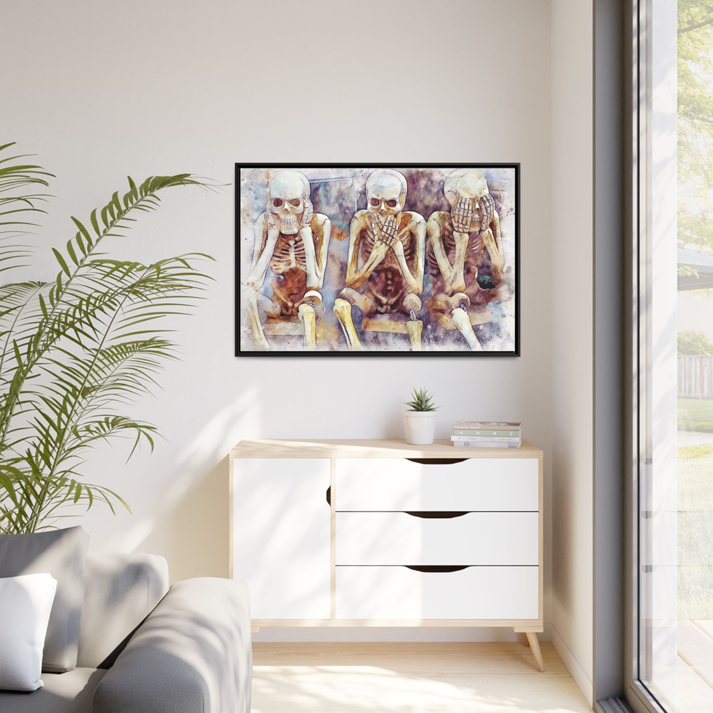 Skeletons Matte Canvas, Black Frame