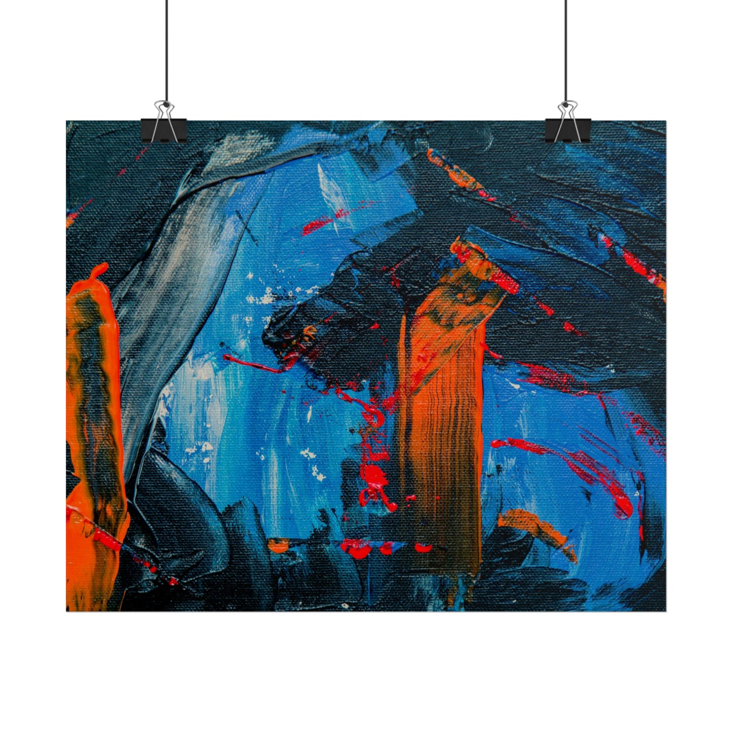 Red and blue splash Rolled Posters