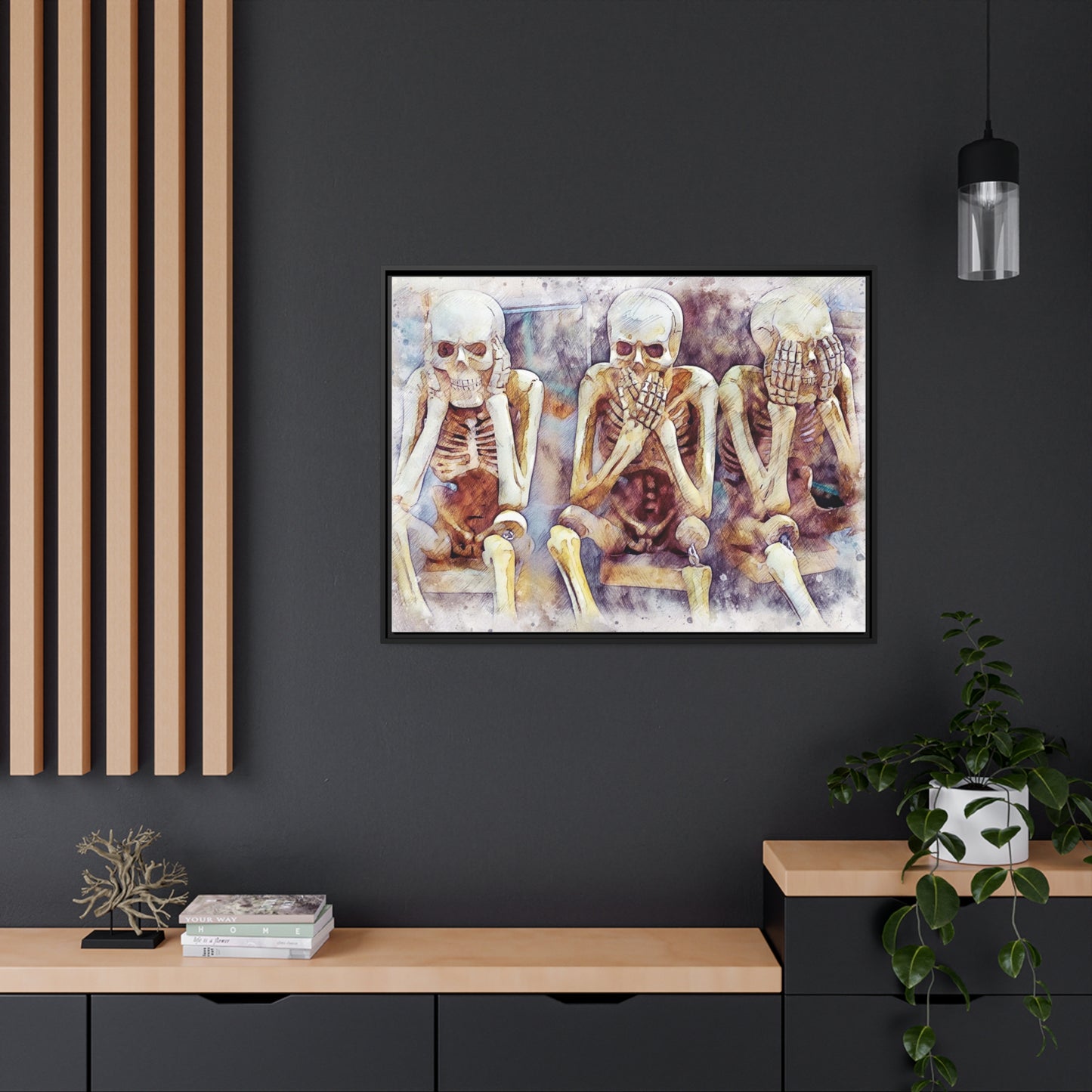 Skeletons Matte Canvas, Black Frame