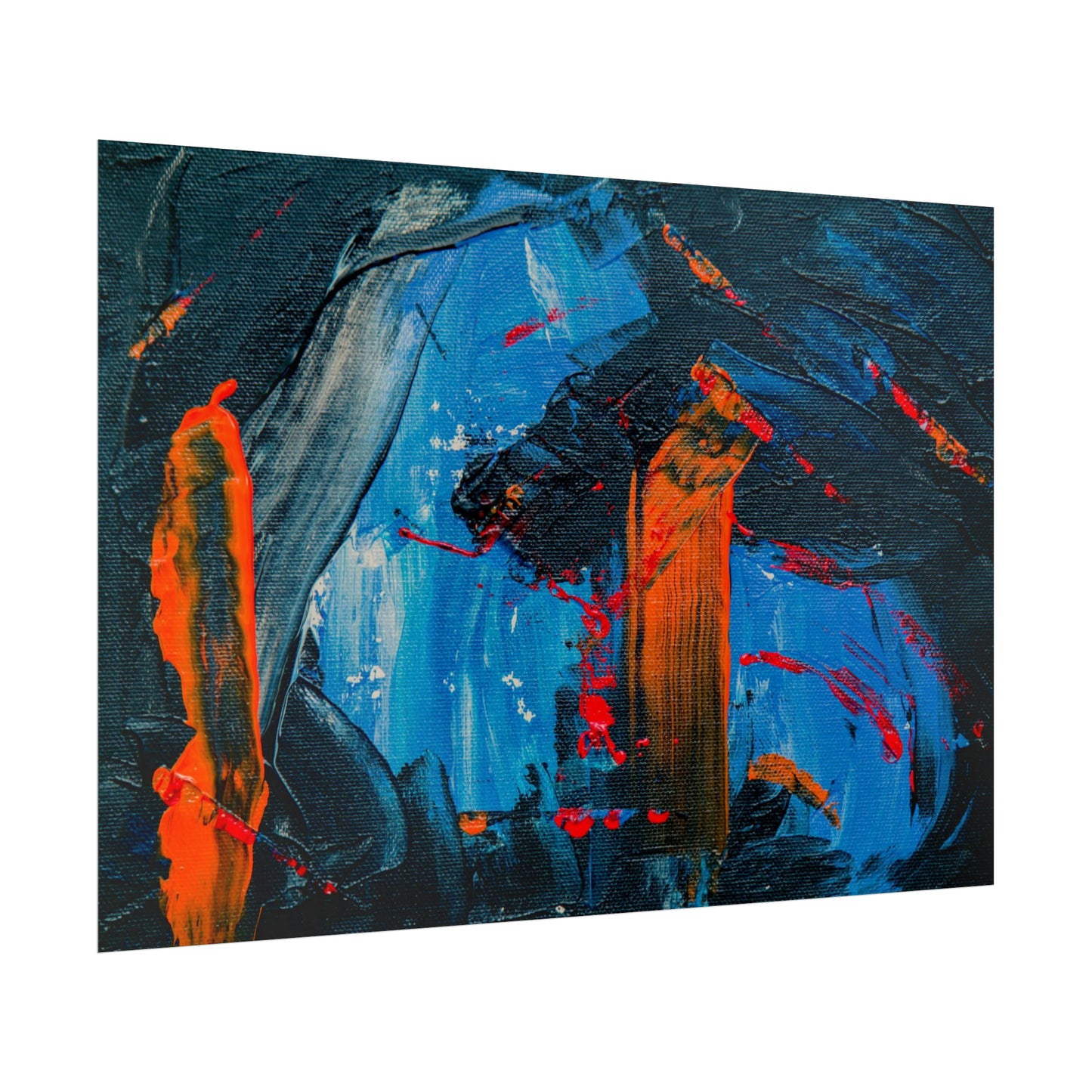 Red and blue splash Rolled Posters