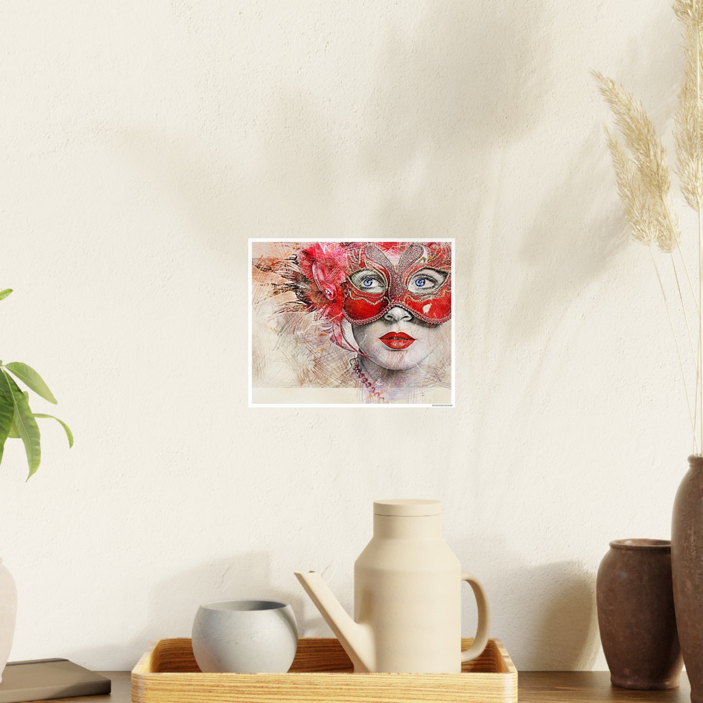 Woman Mask Carnival Photo Art Paper Posters