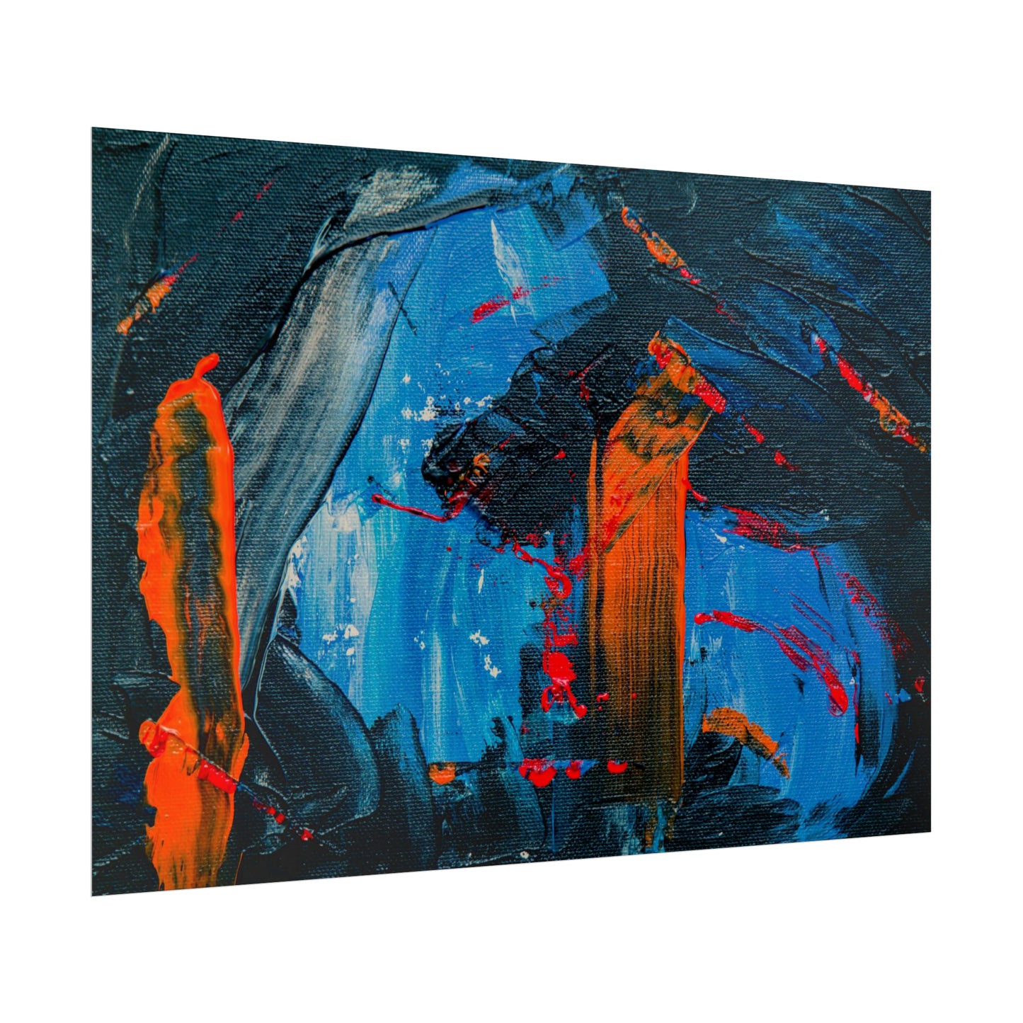 Red and blue splash Rolled Posters