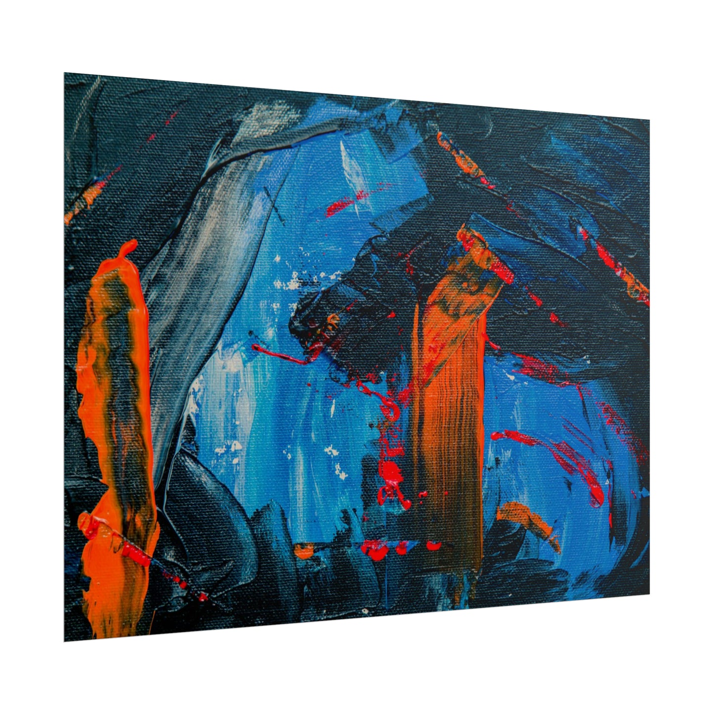Red and blue splash Rolled Posters