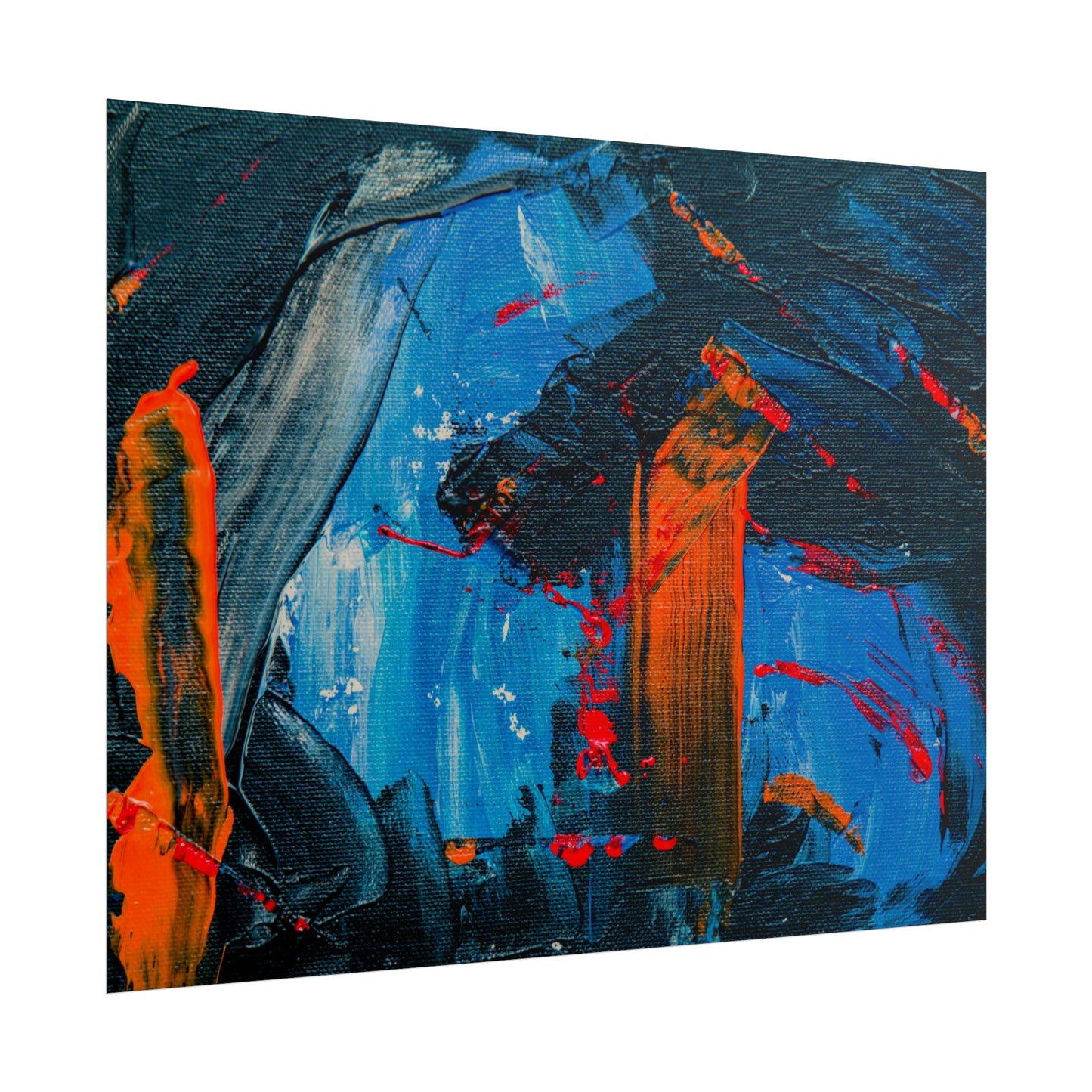 Red and blue splash Rolled Posters