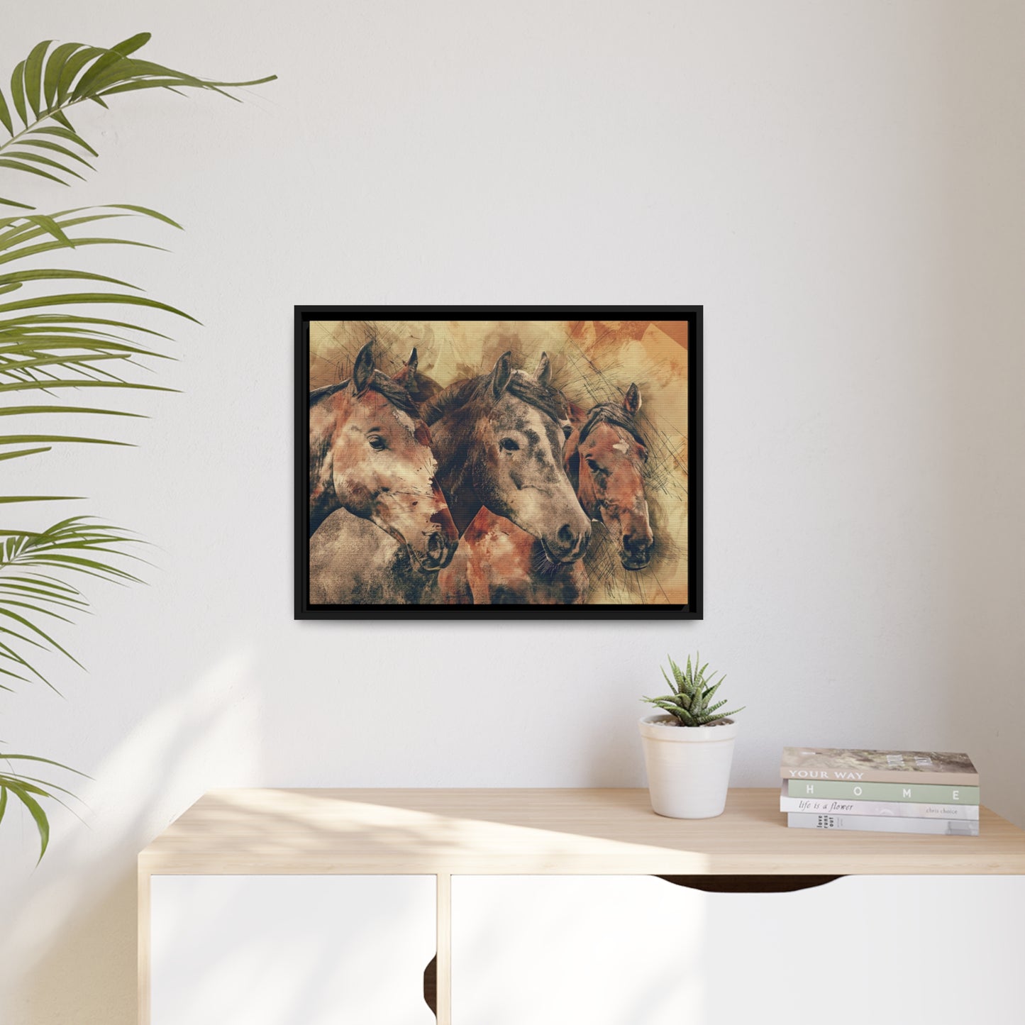 Horses Matte Canvas, Black Frame
