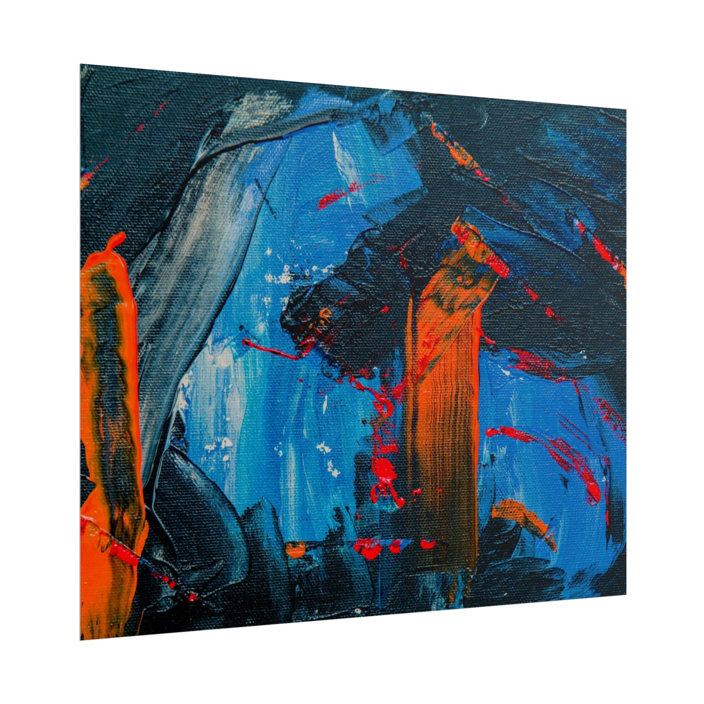 Red and blue splash Rolled Posters