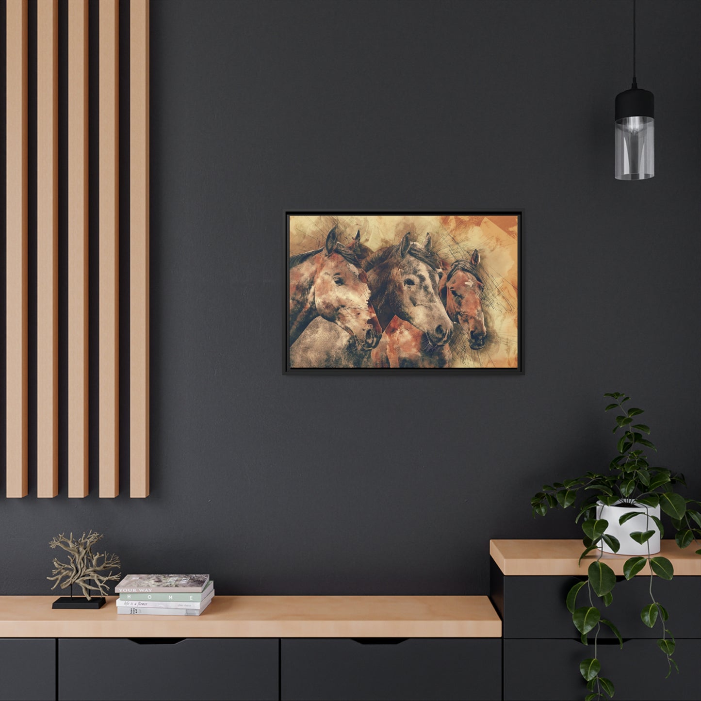 Horses Matte Canvas, Black Frame
