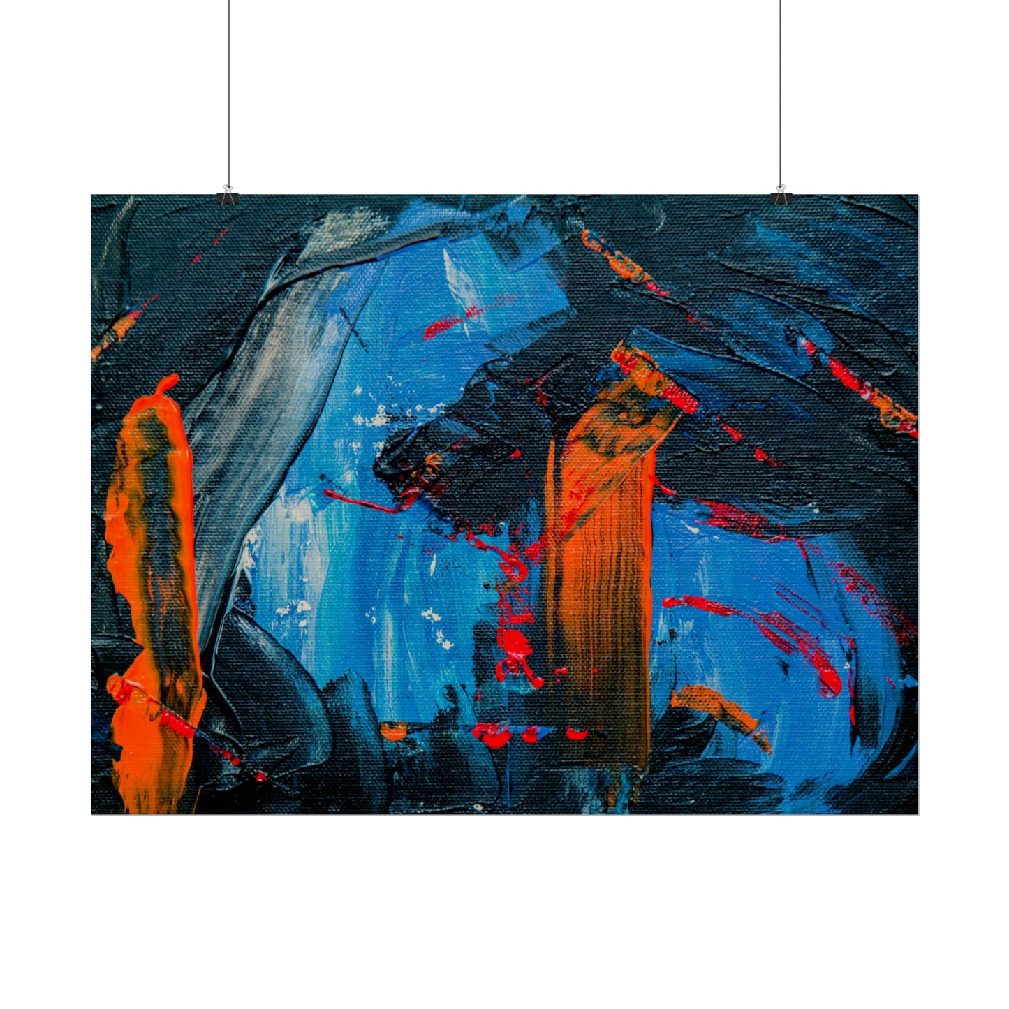 Red and blue splash Rolled Posters