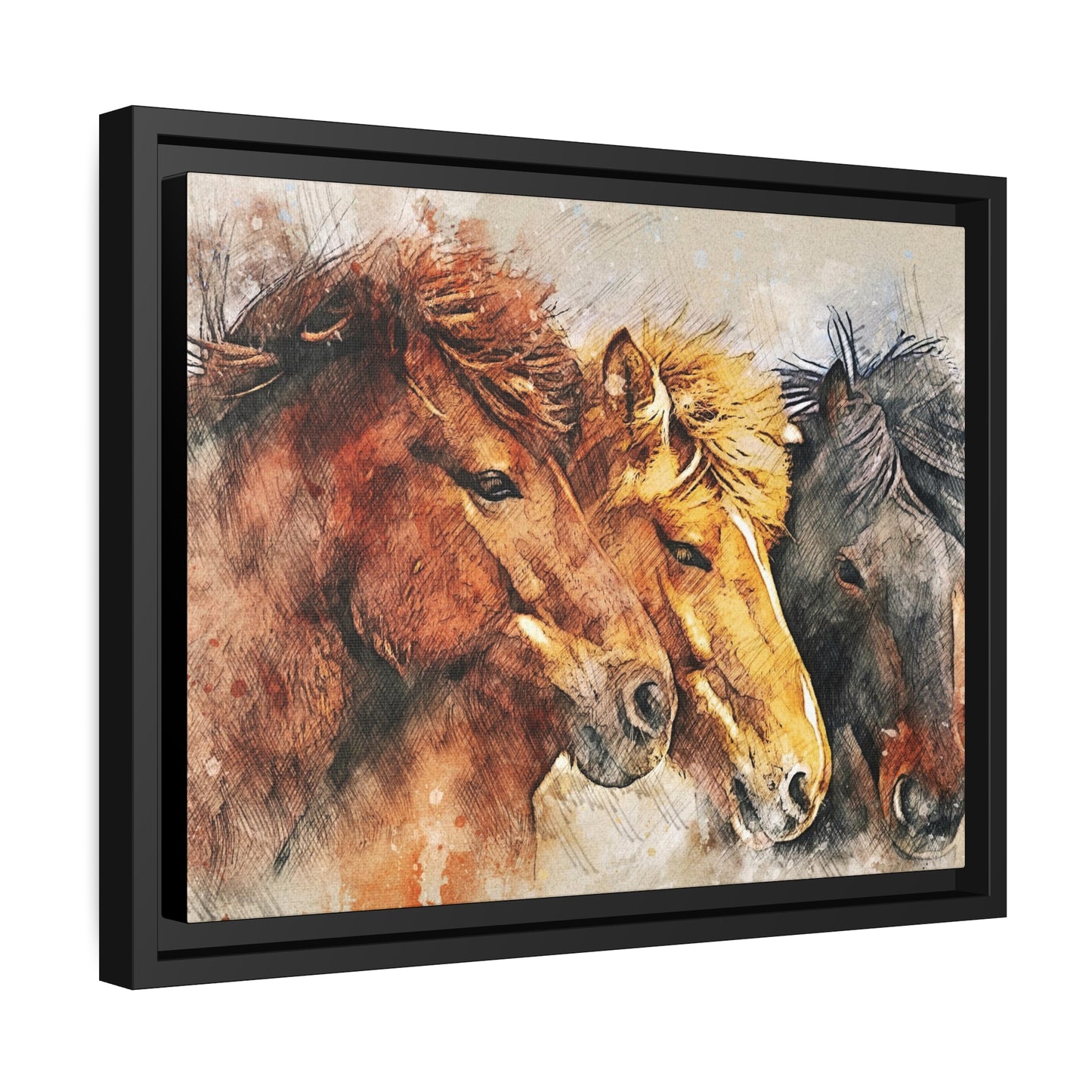 Horses Matte Canvas, Black Frame