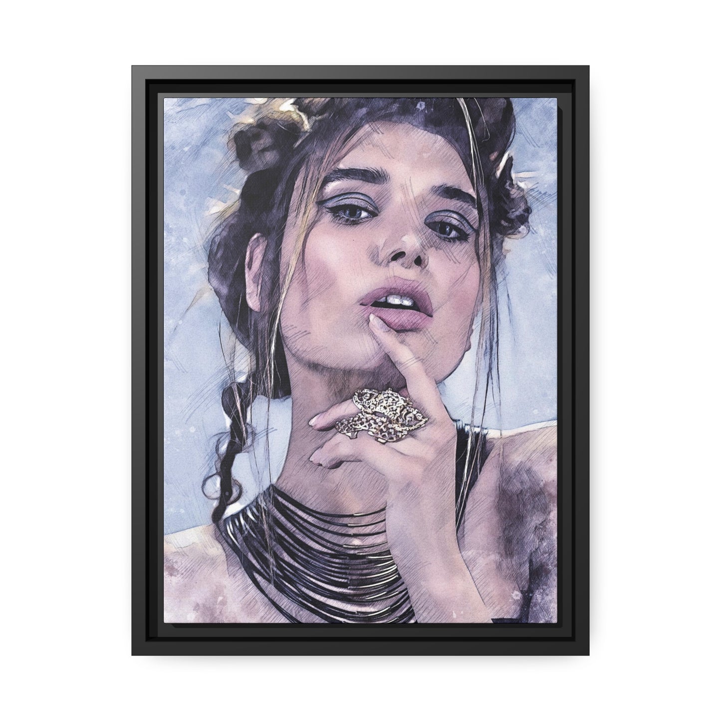 Woman Matte Canvas, Black Frame