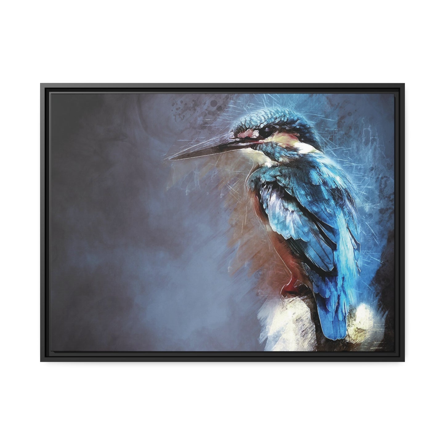 Kingfisher Matte Canvas, Black Frame