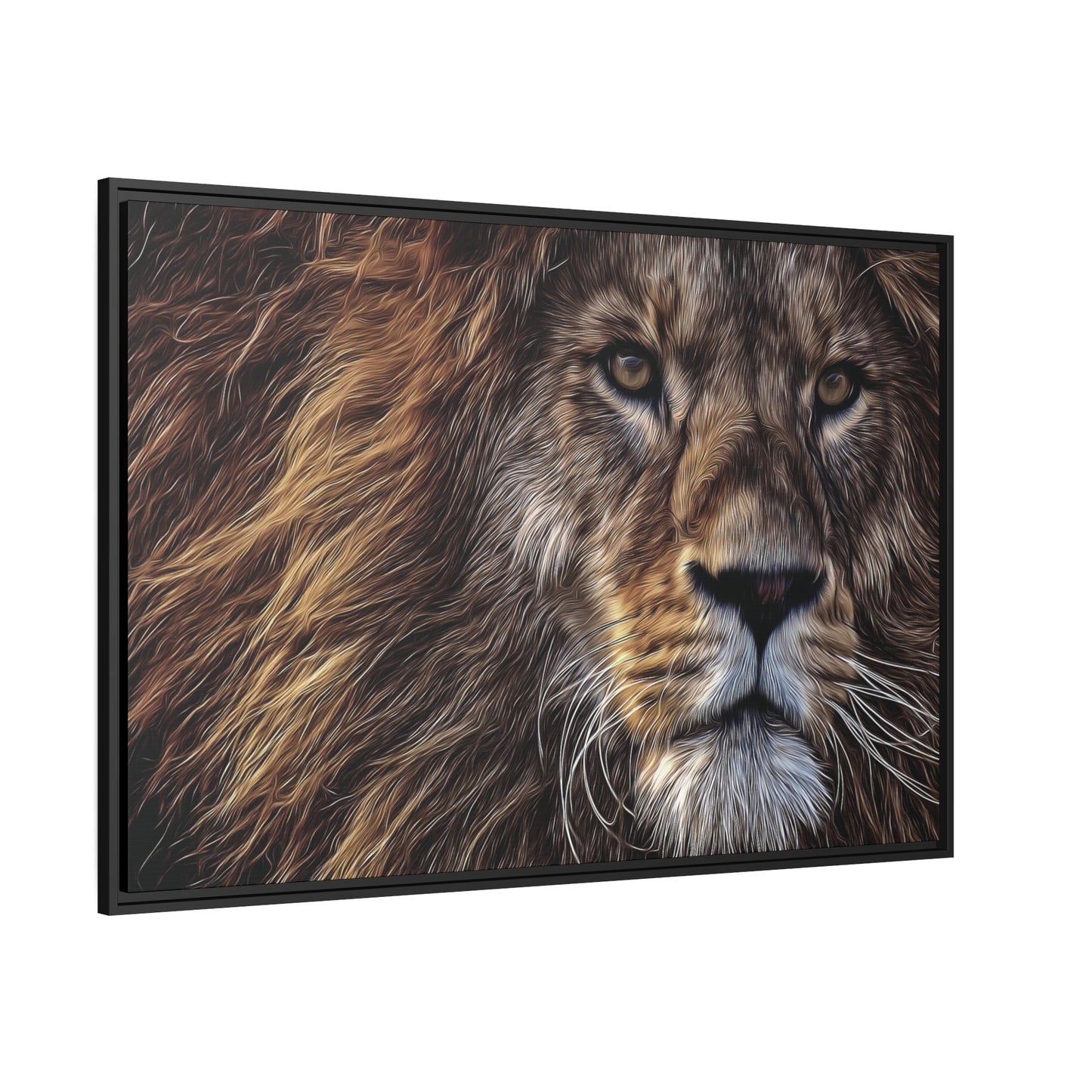 Lion Matte Canvas, Black Frame