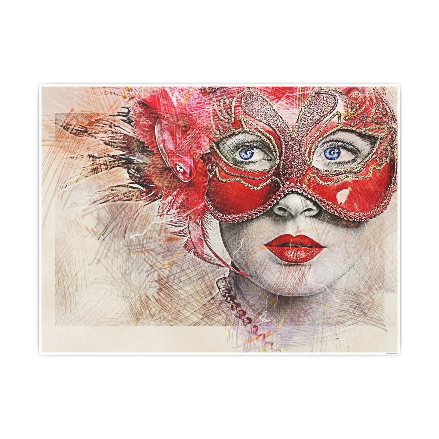 Woman Mask Carnival Photo Art Paper Posters