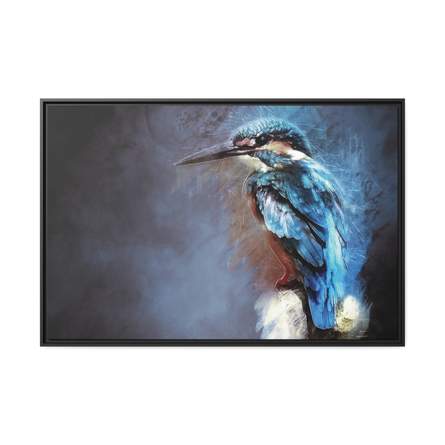 Kingfisher Matte Canvas, Black Frame