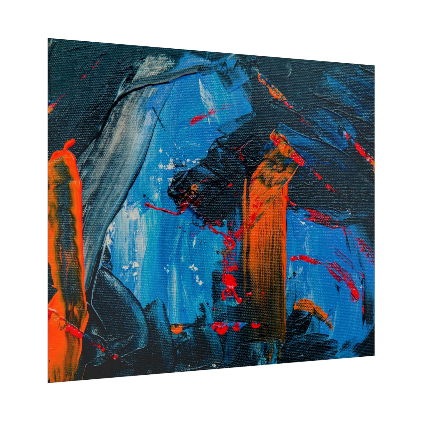 Red and blue splash Rolled Posters