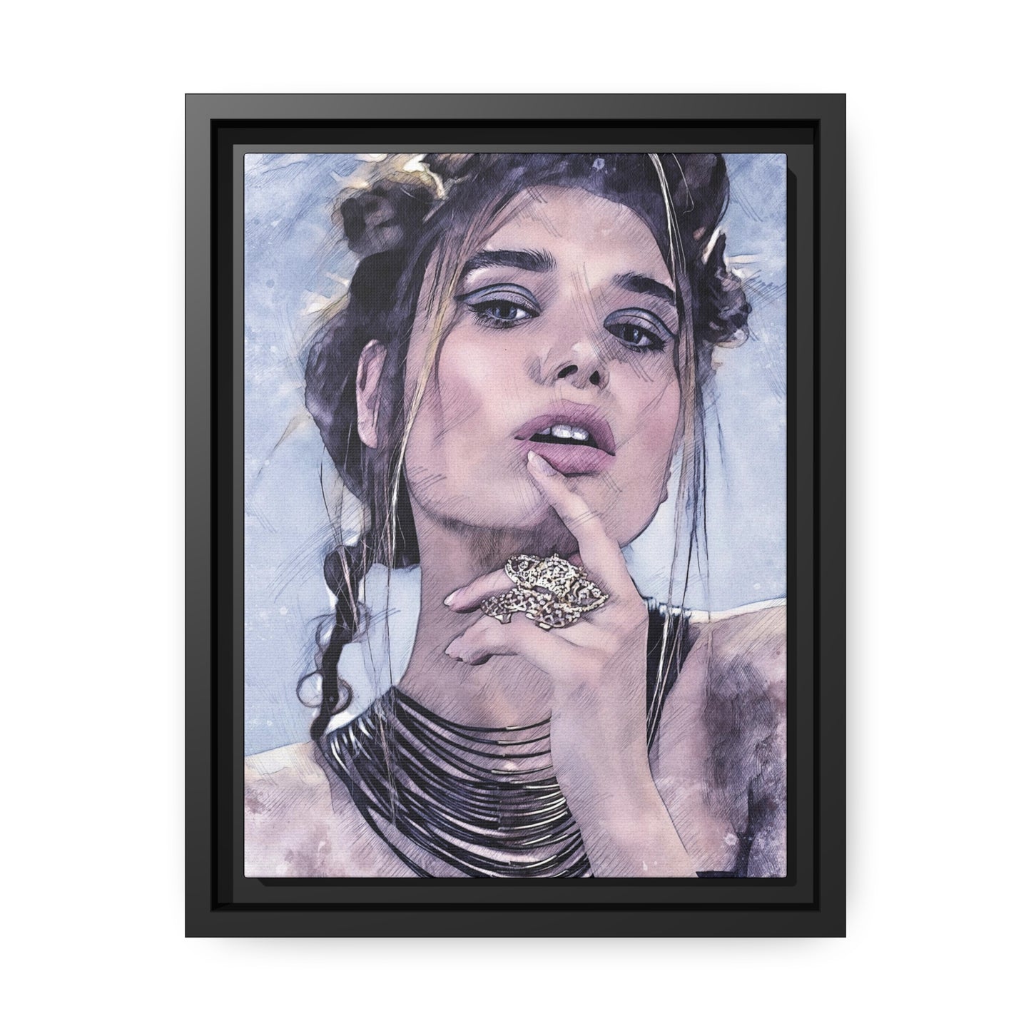Woman Matte Canvas, Black Frame