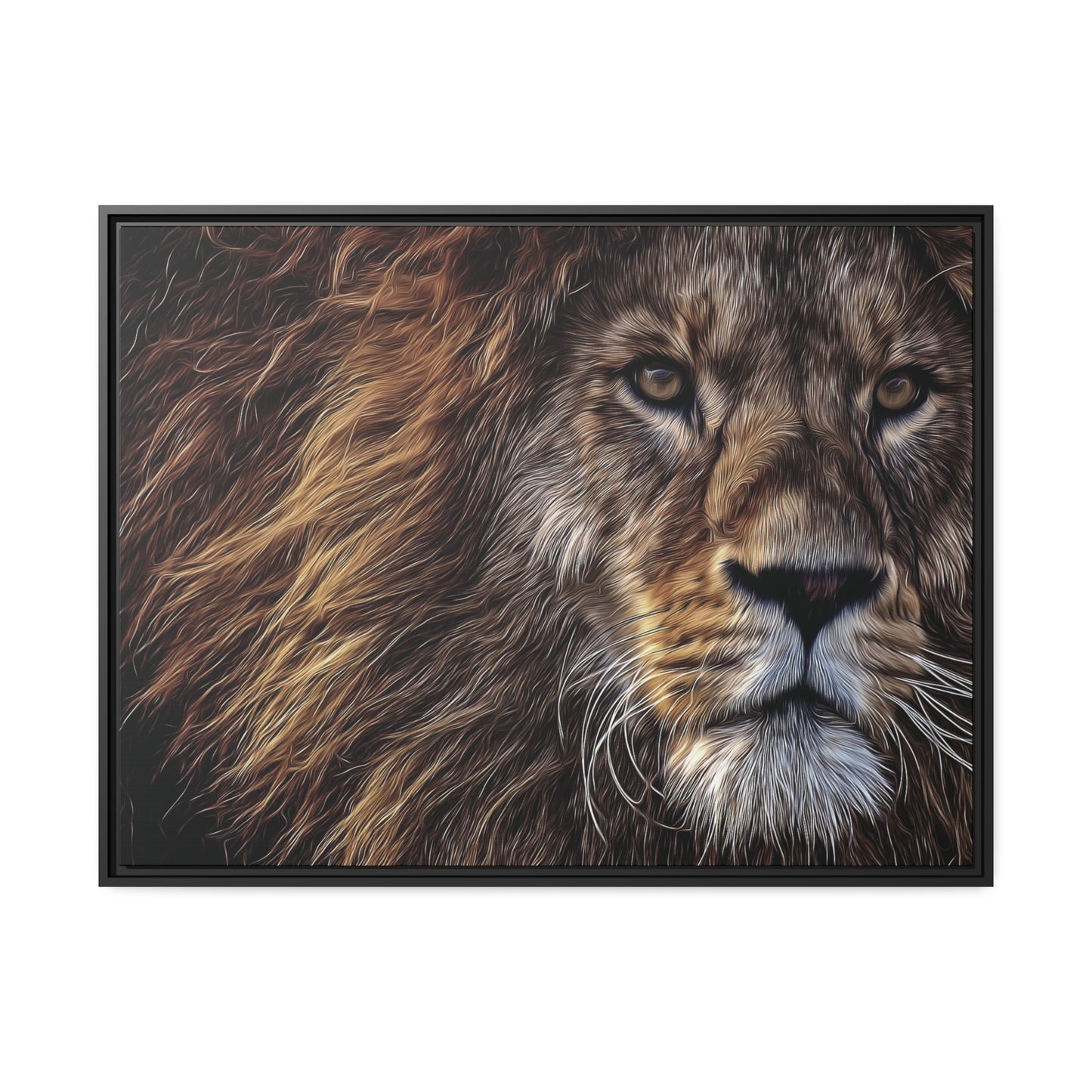 Lion Matte Canvas, Black Frame