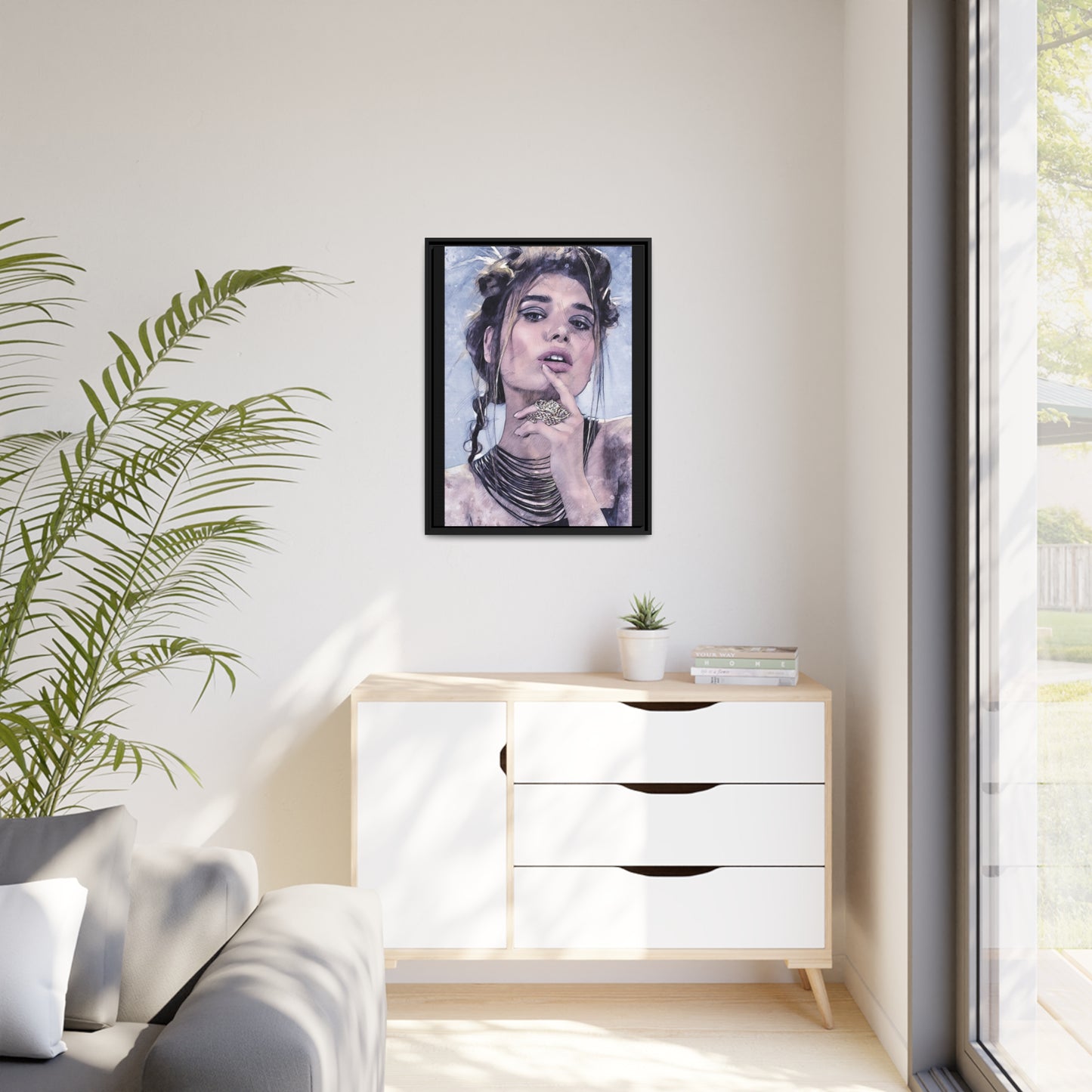Woman Matte Canvas, Black Frame
