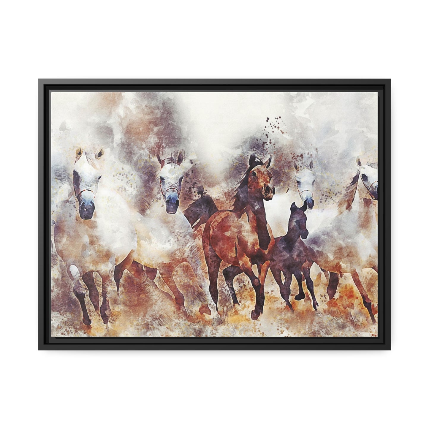 Horses Matte Canvas, Black Frame