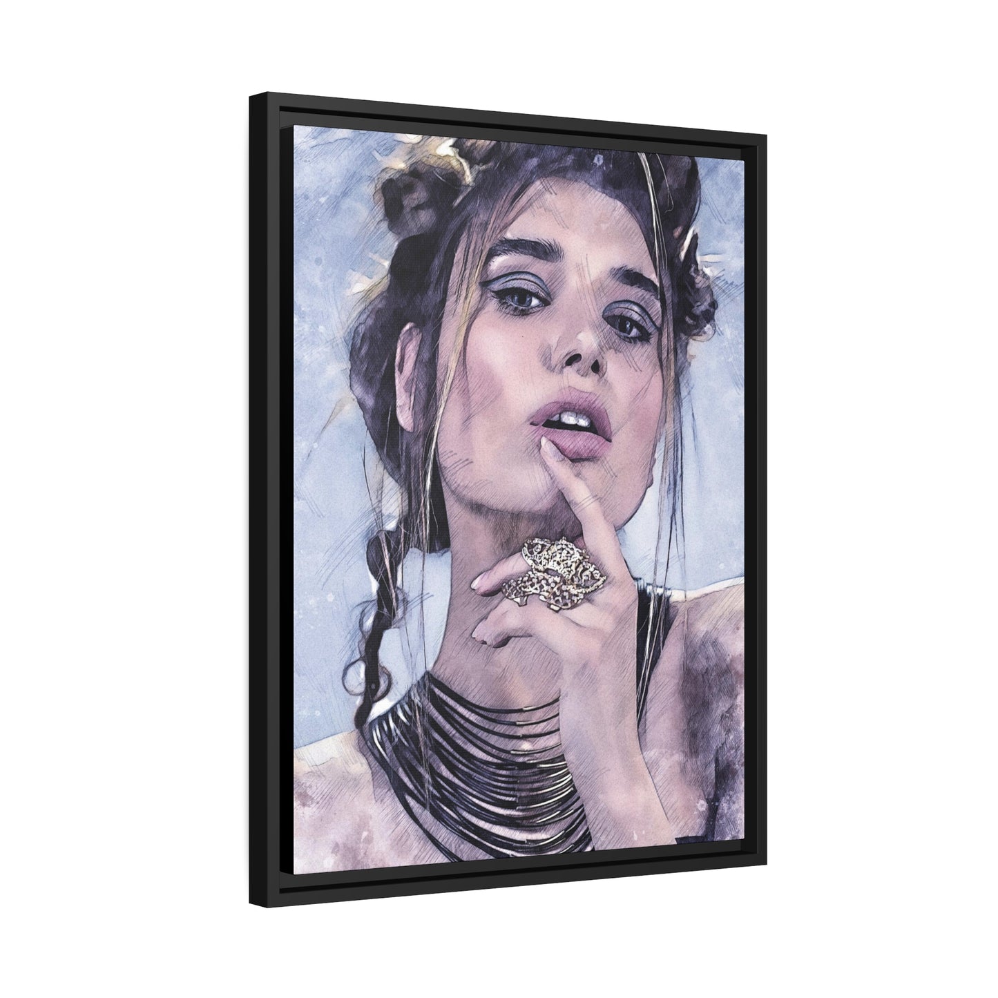 Woman Matte Canvas, Black Frame