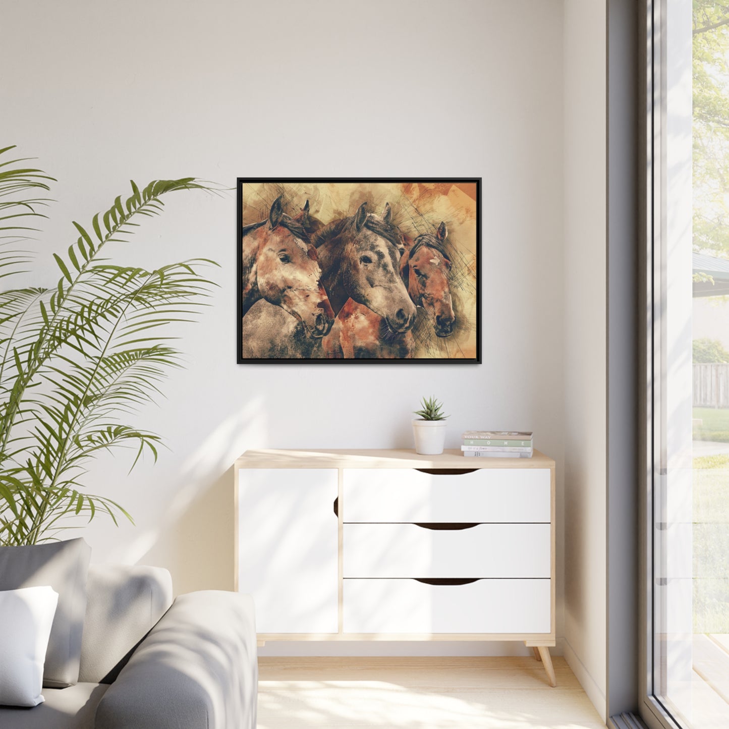 Horses Matte Canvas, Black Frame