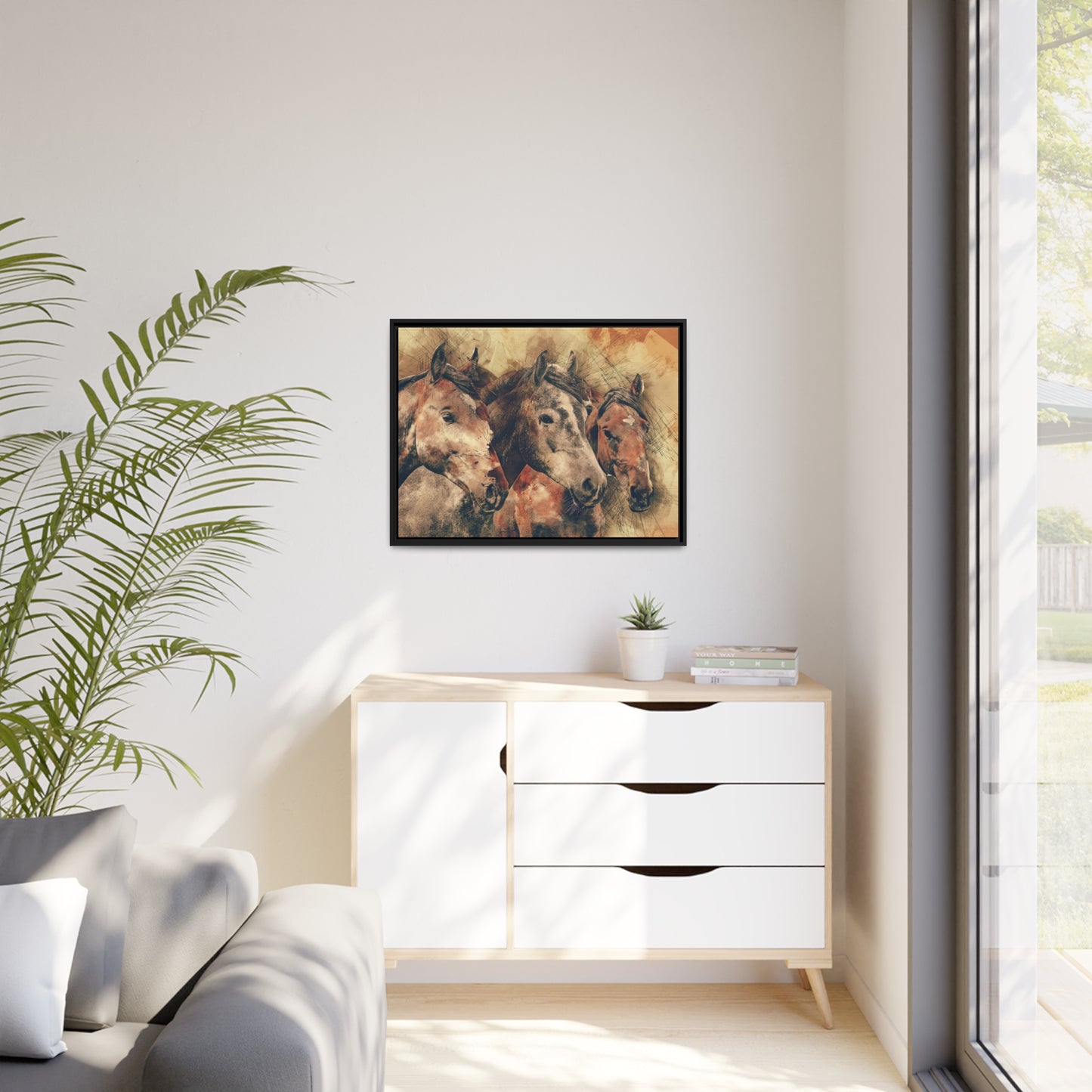 Horses Matte Canvas, Black Frame
