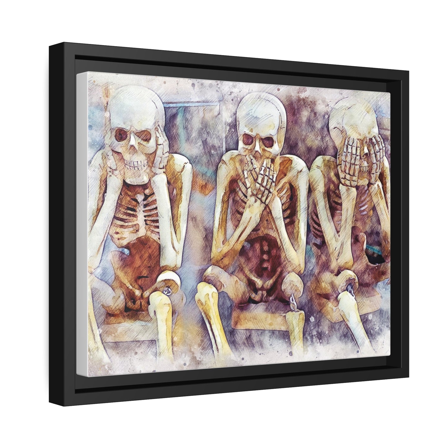 Skeletons Matte Canvas, Black Frame