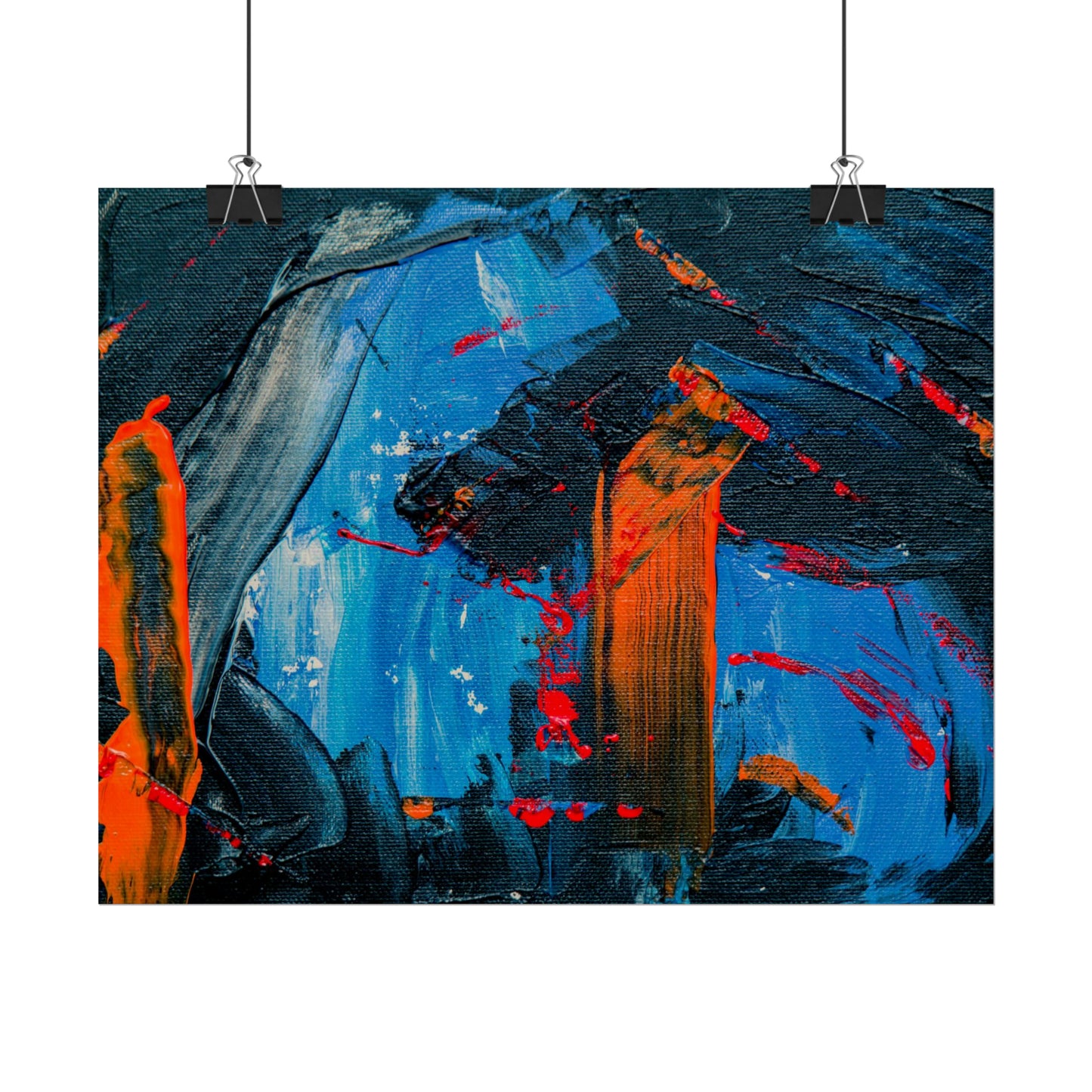 Red and blue splash Rolled Posters