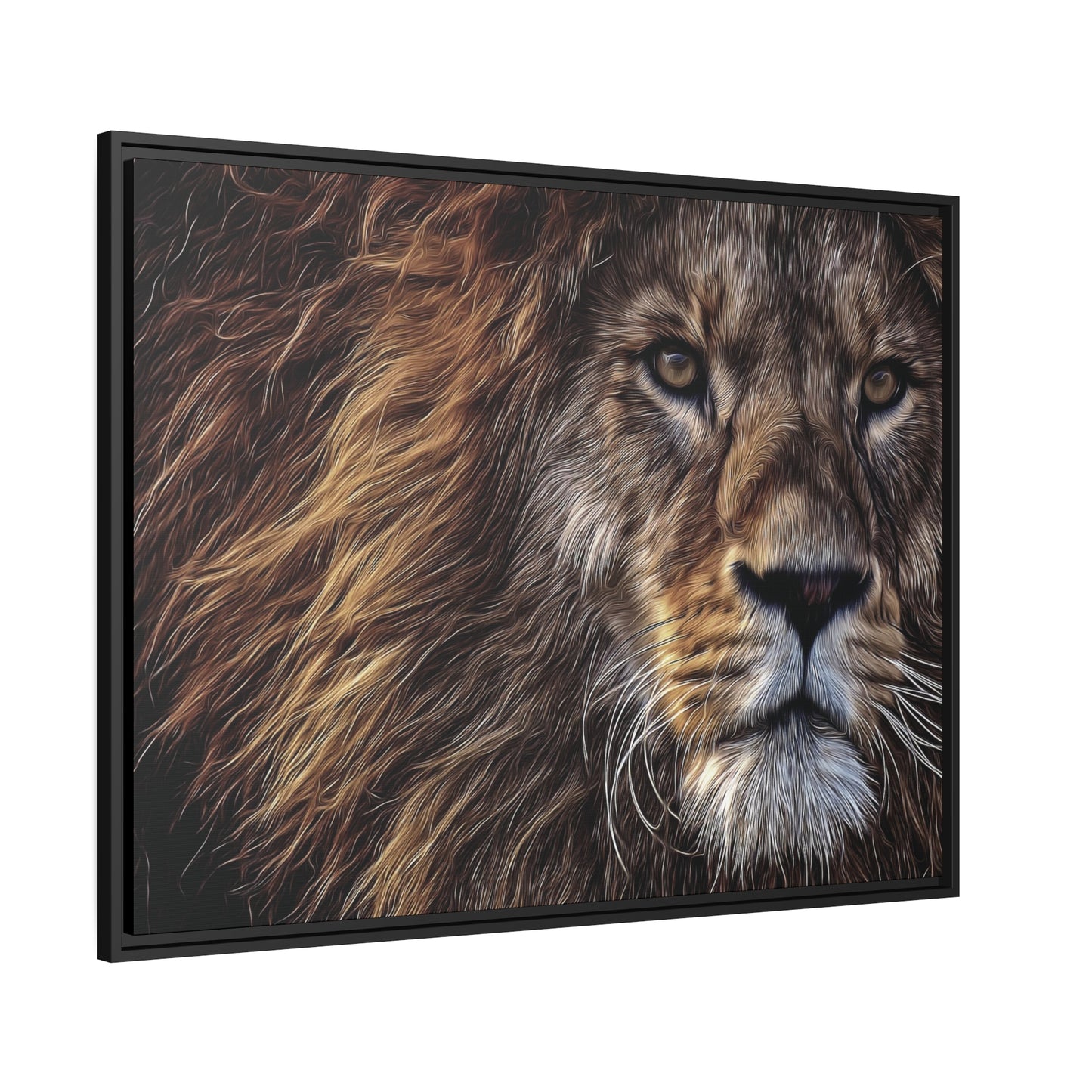 Lion Matte Canvas, Black Frame