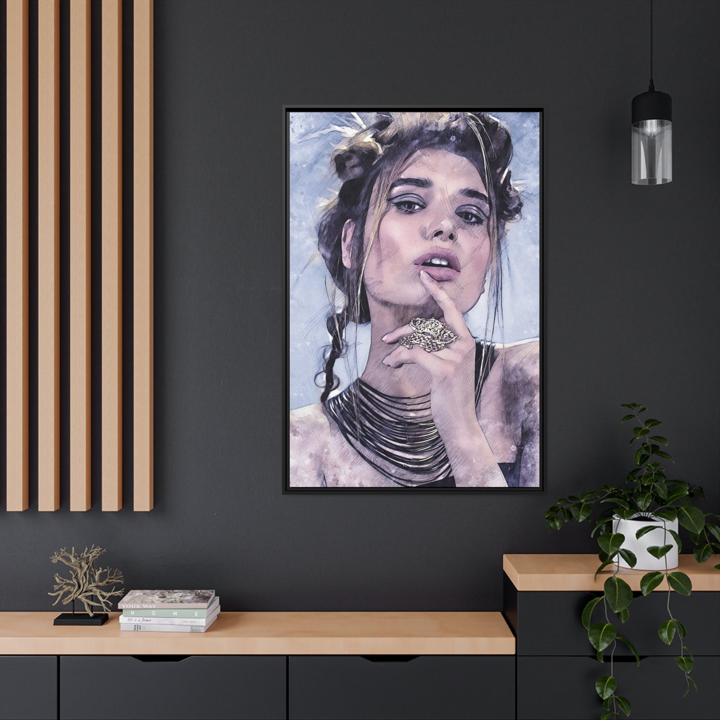 Woman Matte Canvas, Black Frame
