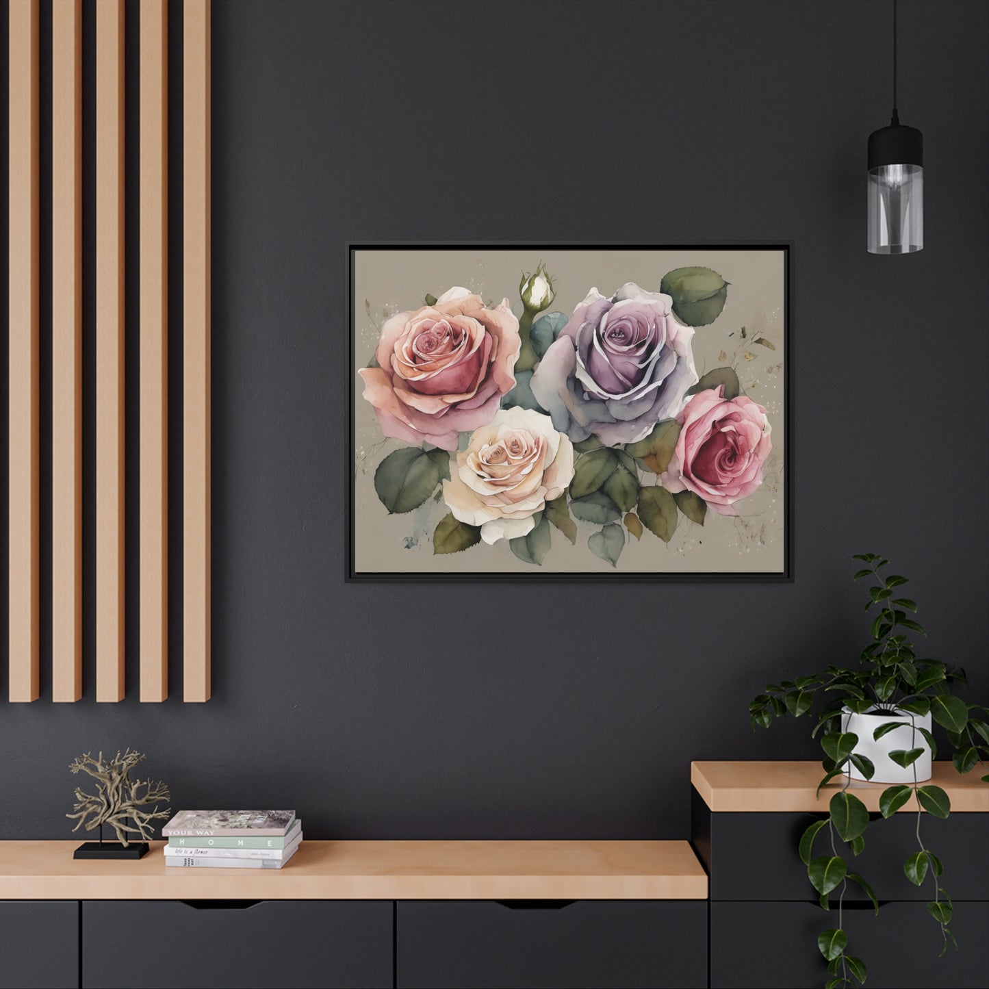 Roses Matte Canvas, Black Frame