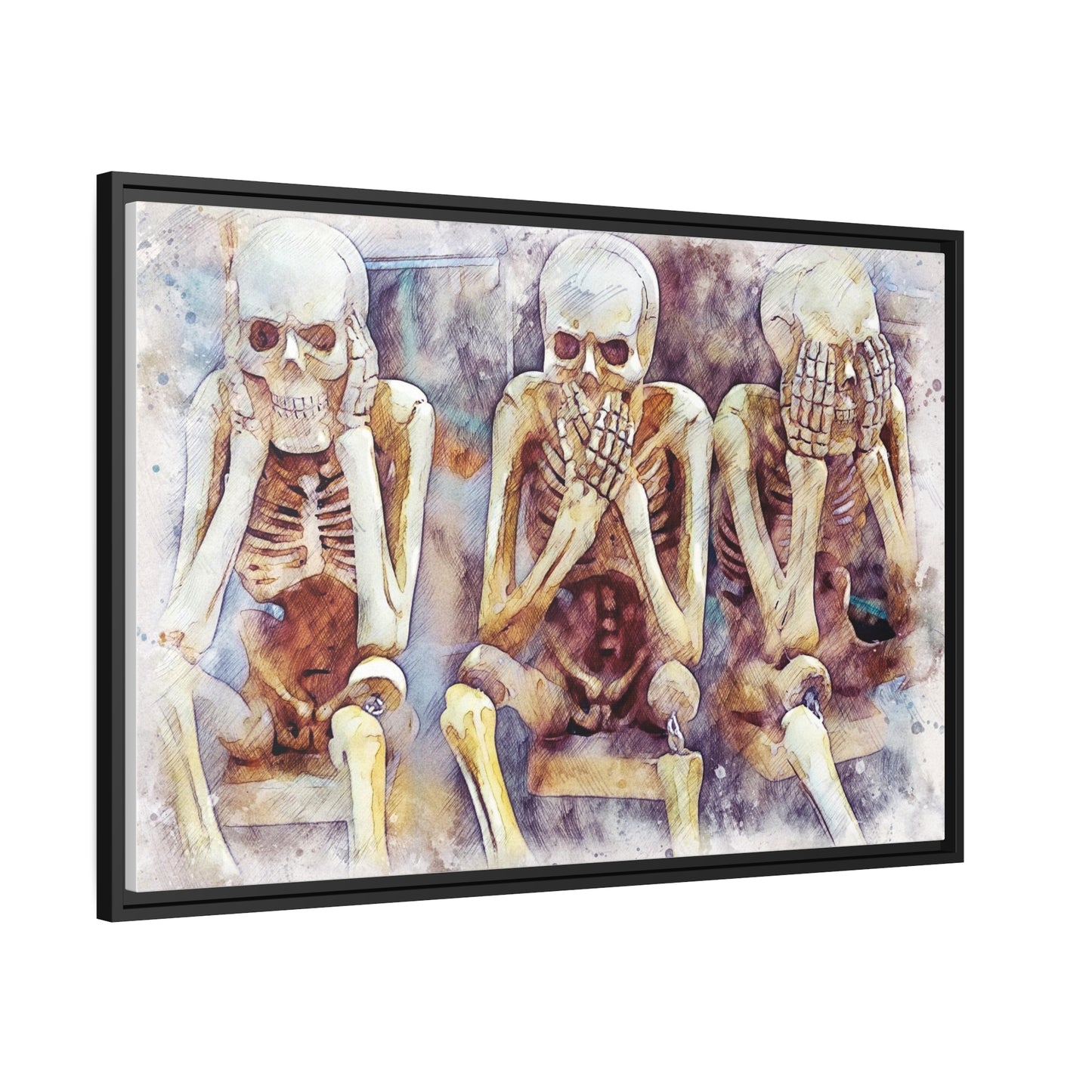 Skeletons Matte Canvas, Black Frame