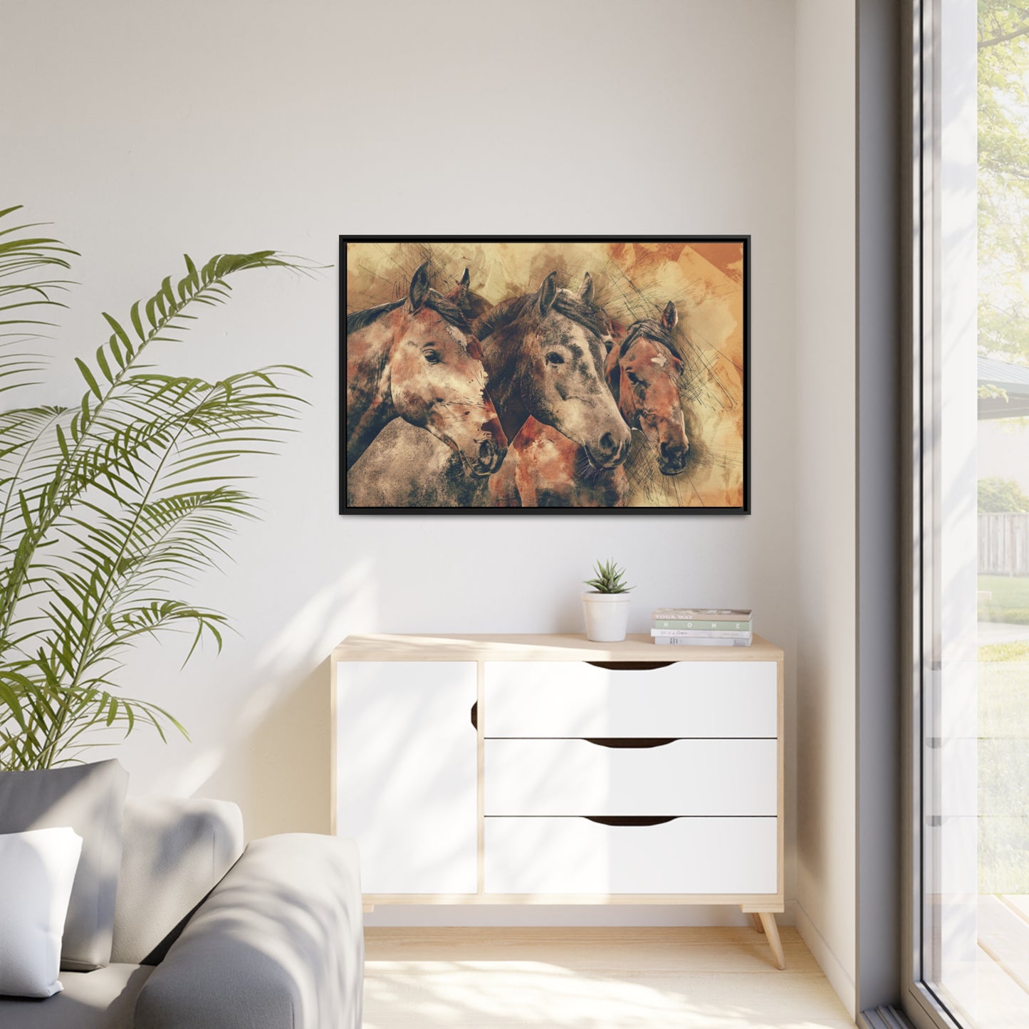 Horses Matte Canvas, Black Frame