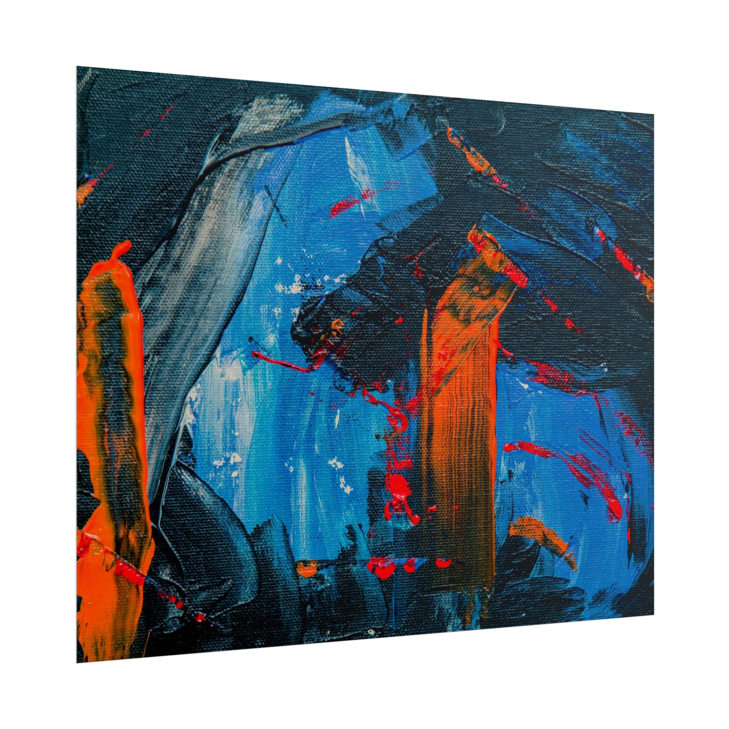 Red and blue splash Rolled Posters