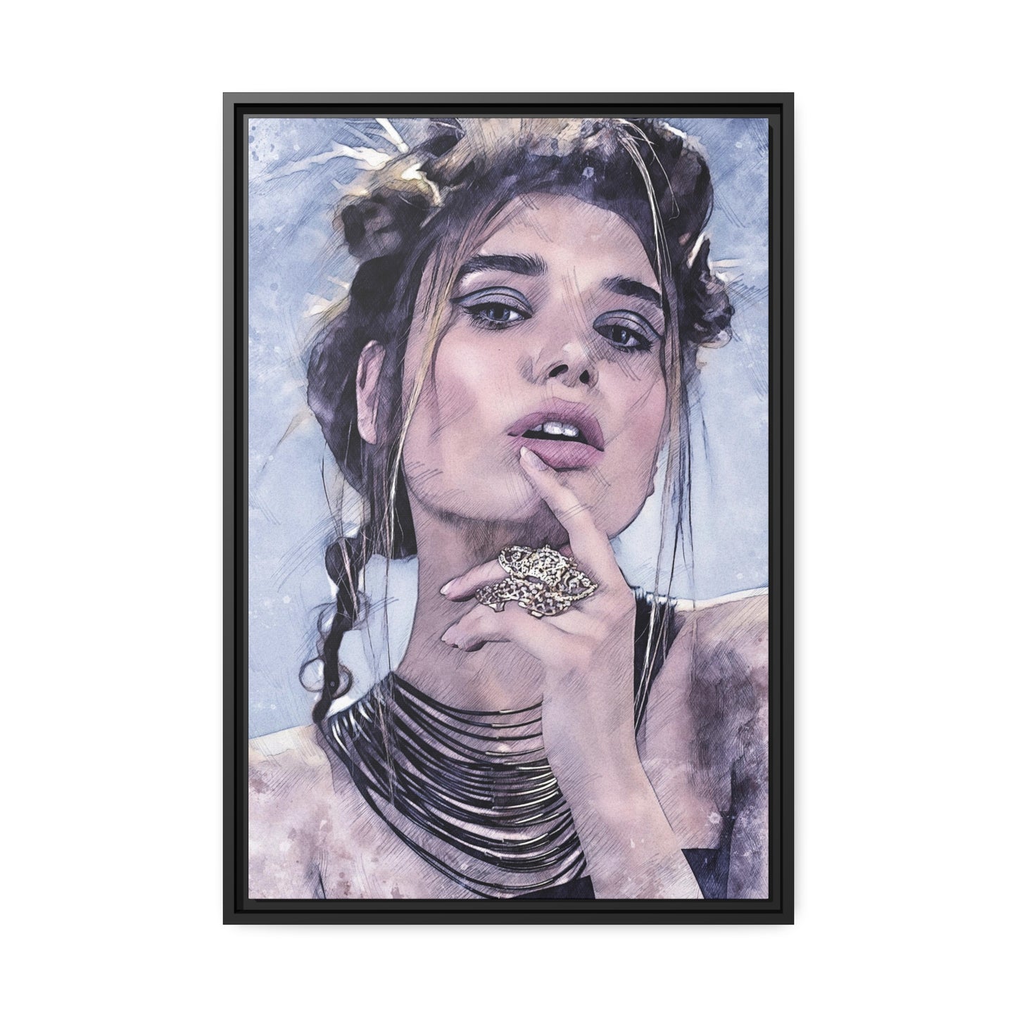 Woman Matte Canvas, Black Frame