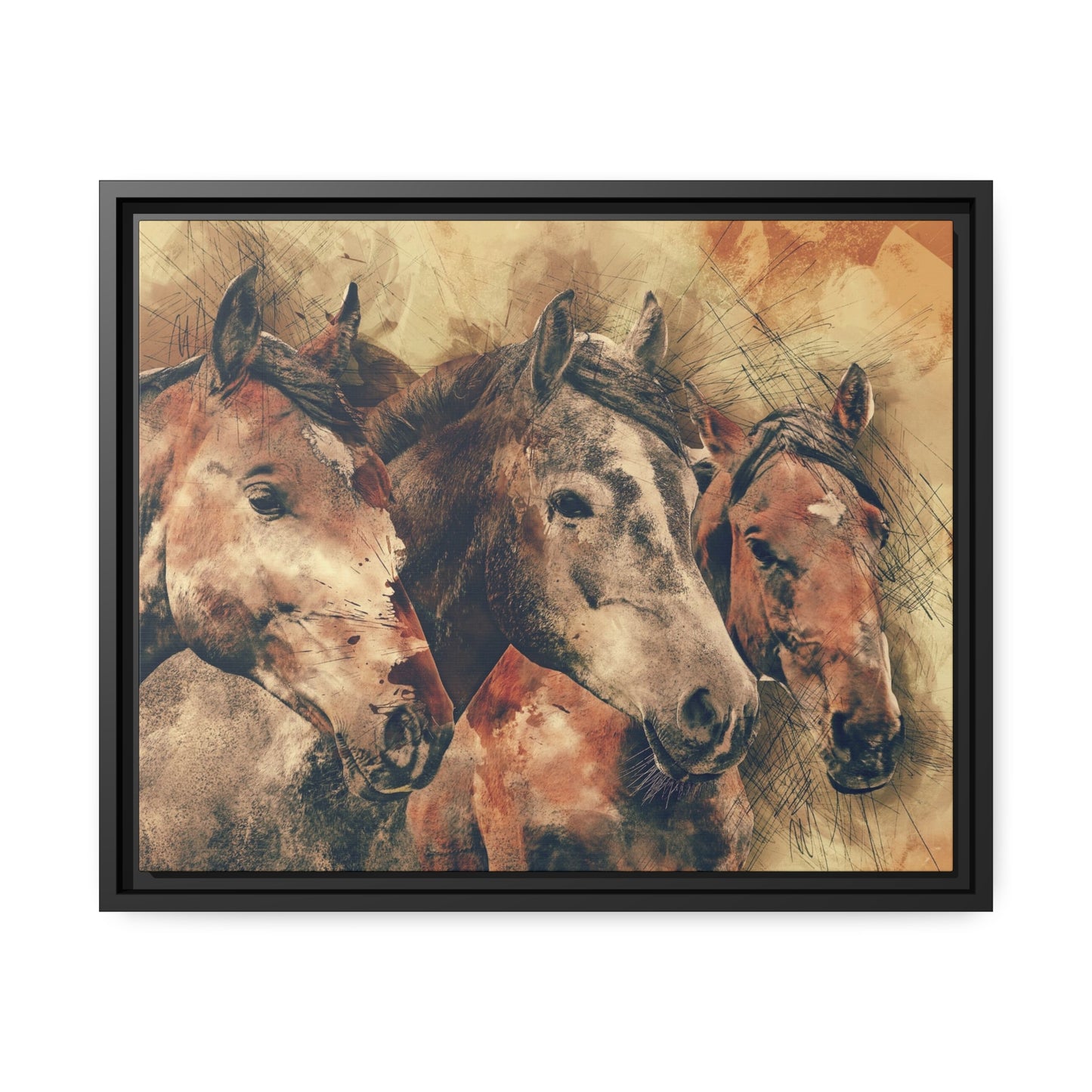 Horses Matte Canvas, Black Frame
