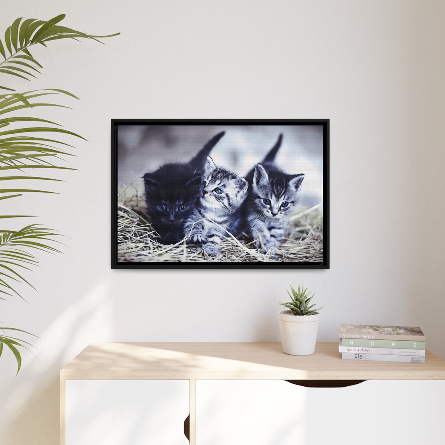 Kitten Matte Canvas, Black Frame